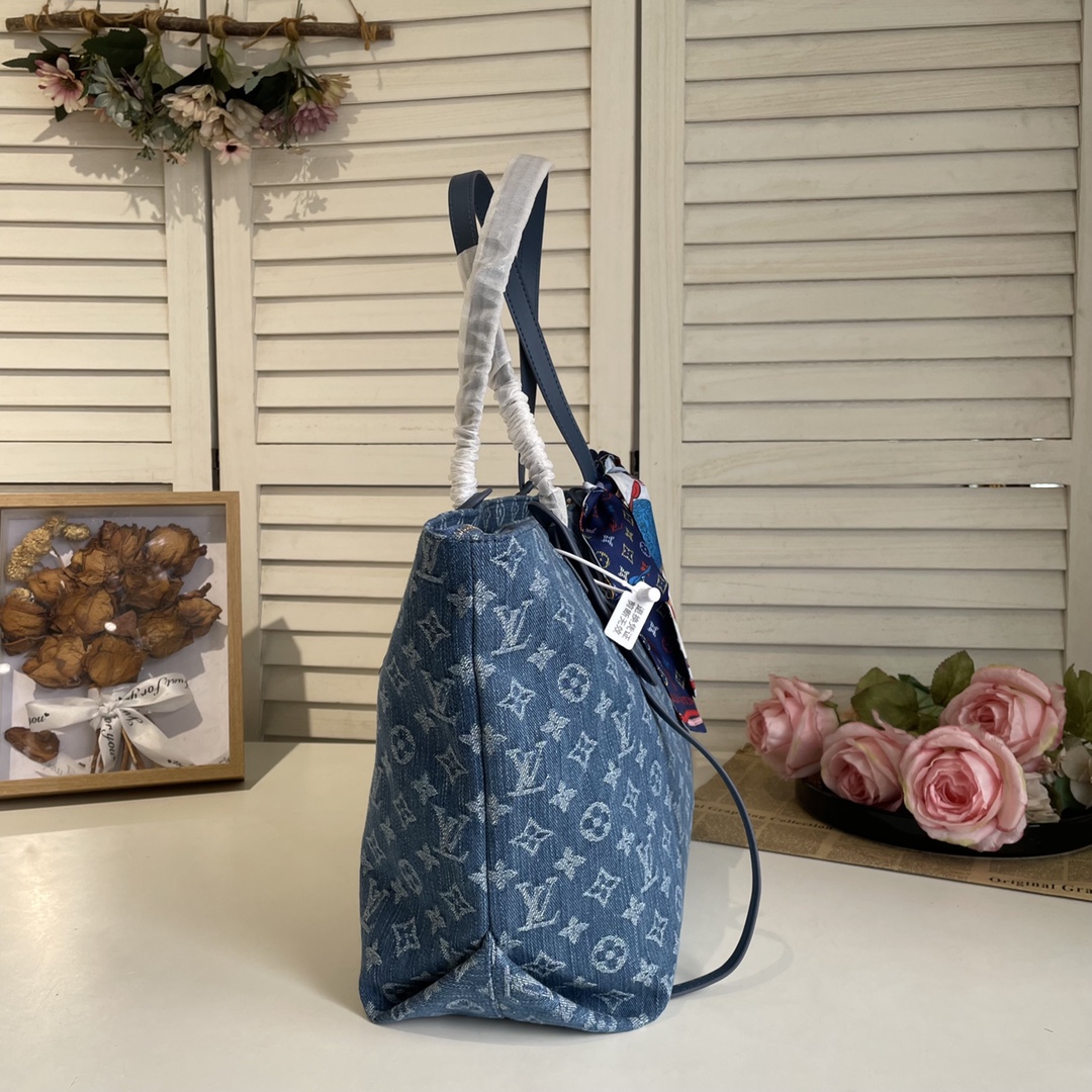 Louis new arrival denim neverfull bag size: 46*28*15 cm