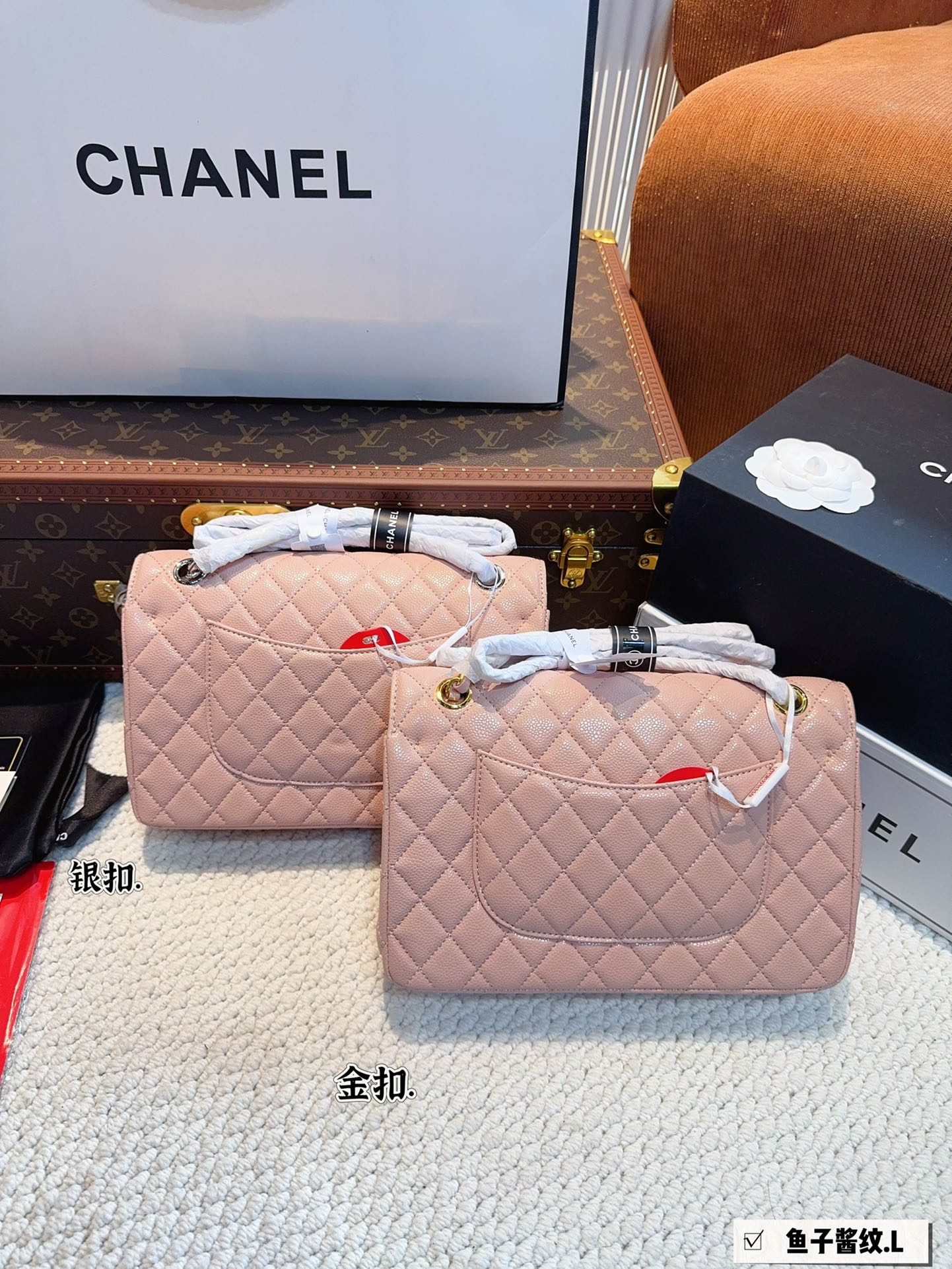 CC new arrival cf bag caviar leather size; 26*6*17cm