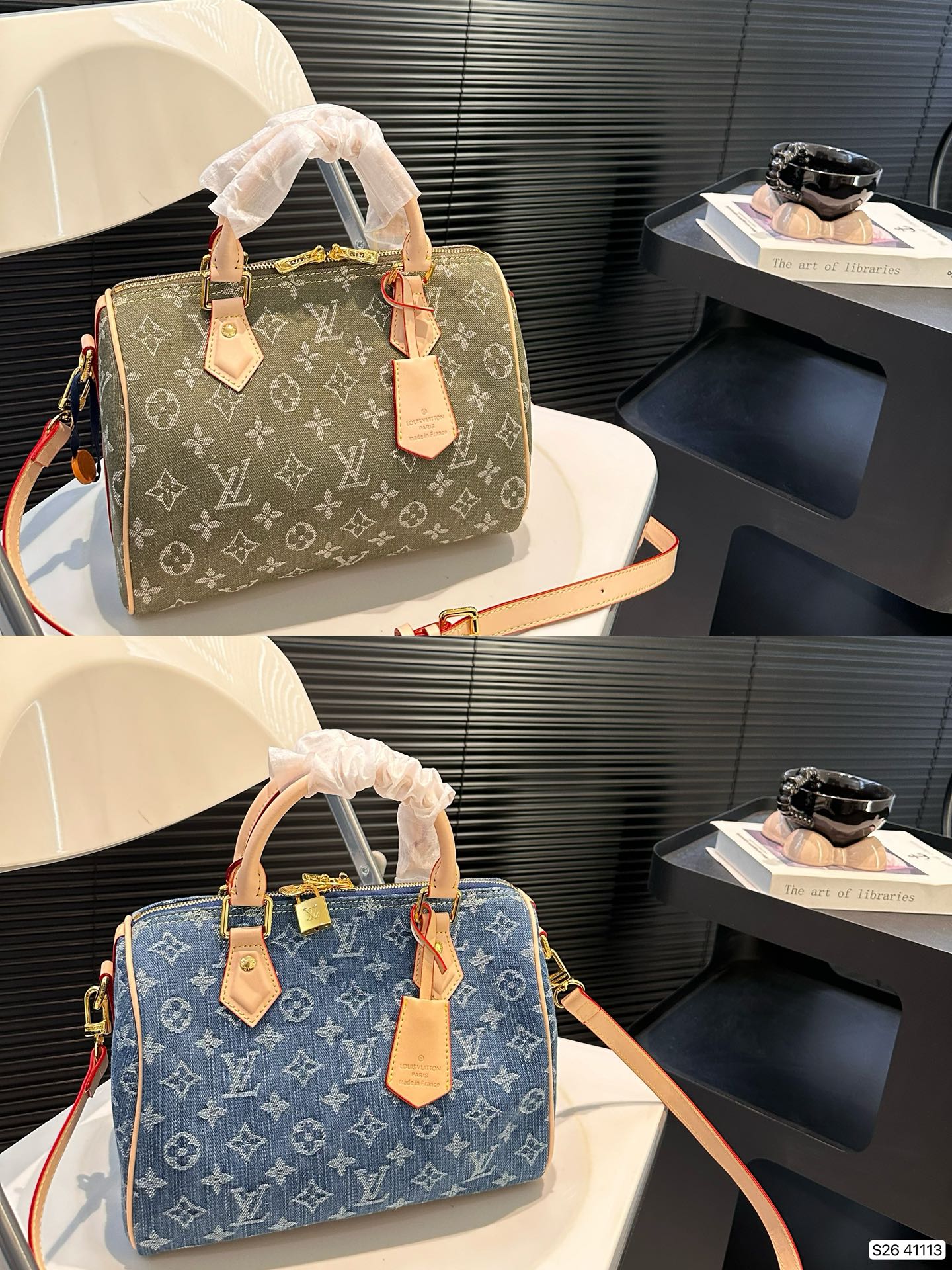 Louis new arrival speedy 25 denim bag size: 25 * 19  cm