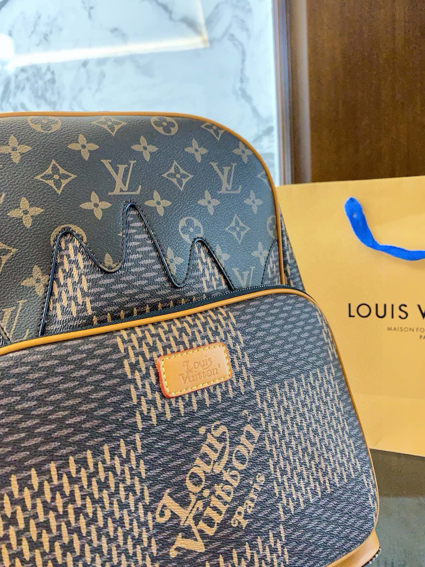 Louis × NIGO new arrival men backpack bag size: 38-29-13cm