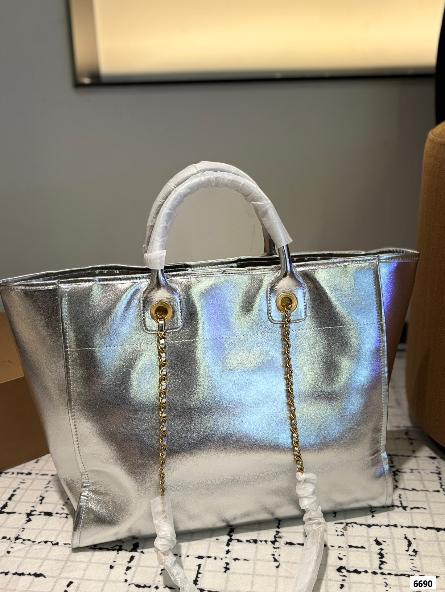 Cc new arrival tote bag gold silver size:36*30 cm