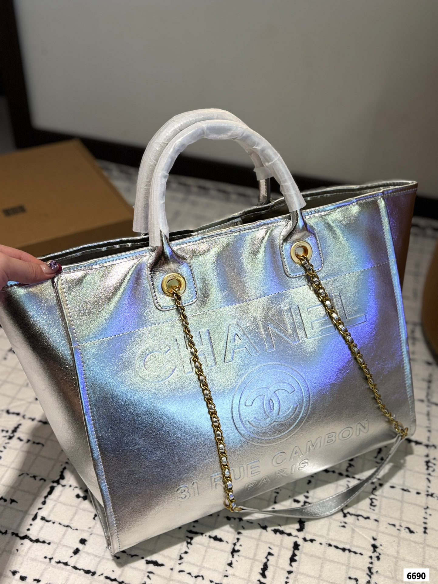 Cc new arrival tote bag gold silver size:36*30 cm