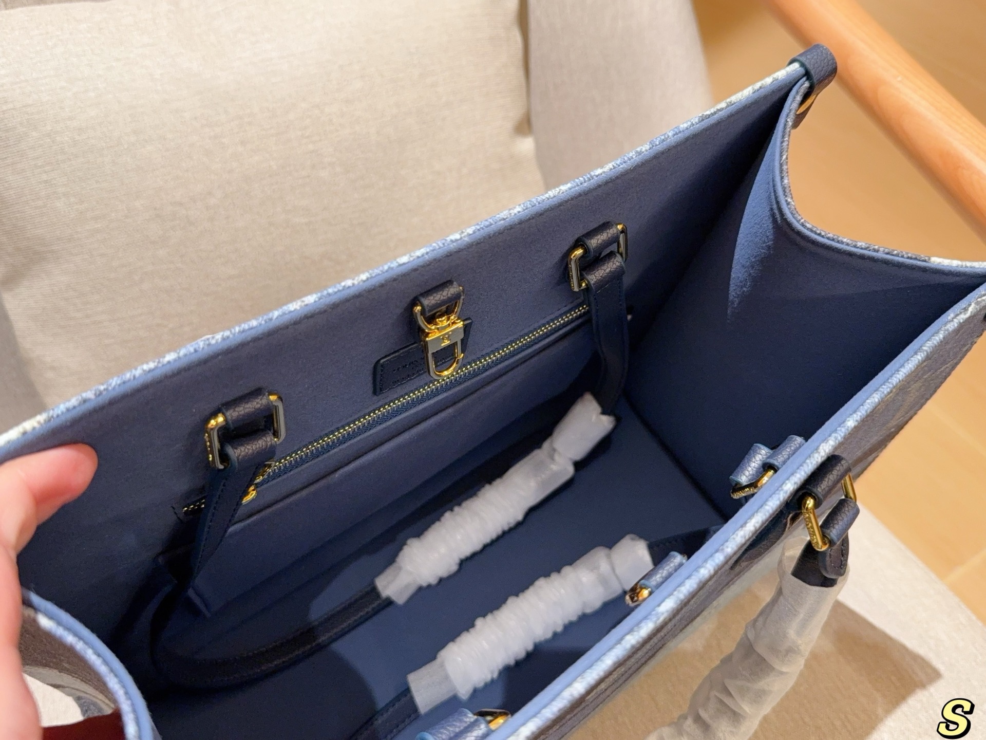 Louis new arrival denim onthego tote bag size:35 cm