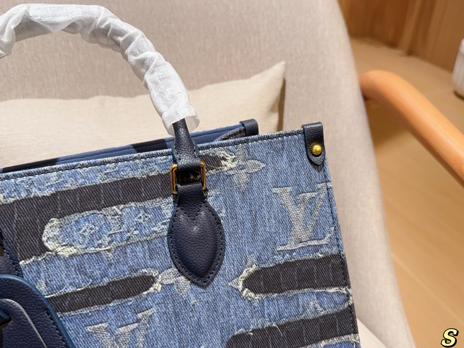 Louis new arrival denim onthego tote bag size:35 cm