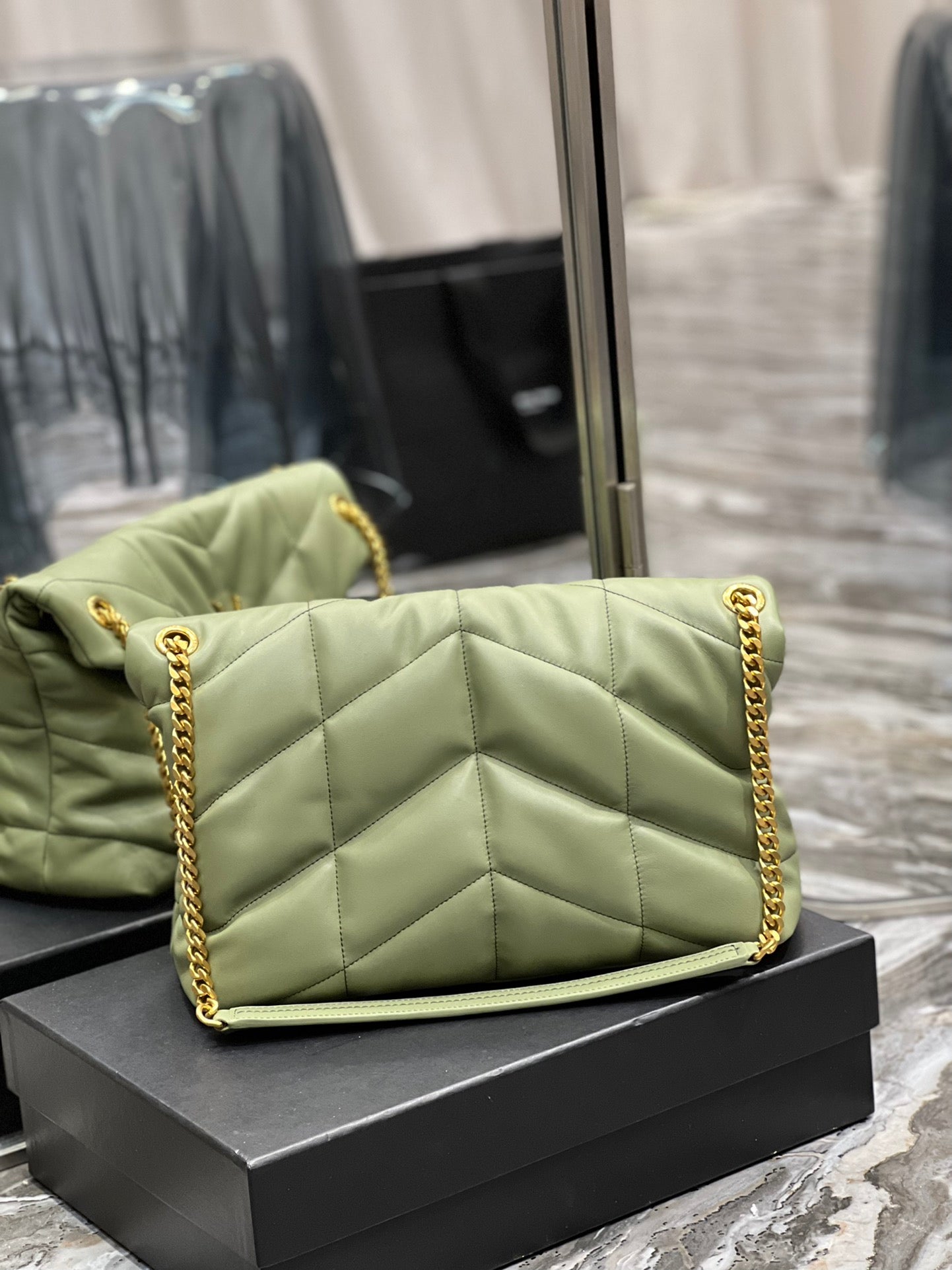 Y PUFFER MEDIUM BAG IN QUILTED LAMBSKIN