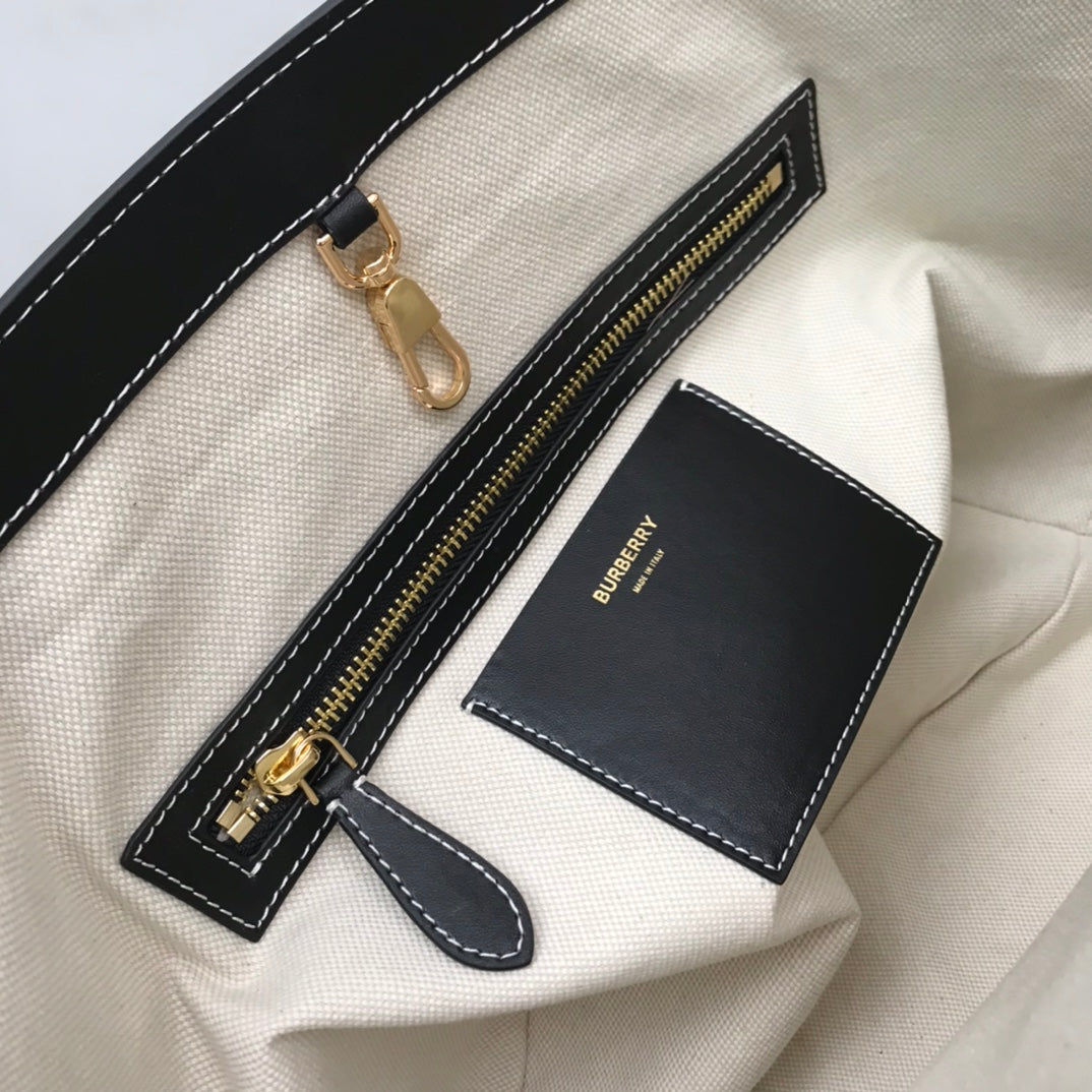 Bur Motif Leather Medium Tote Bag