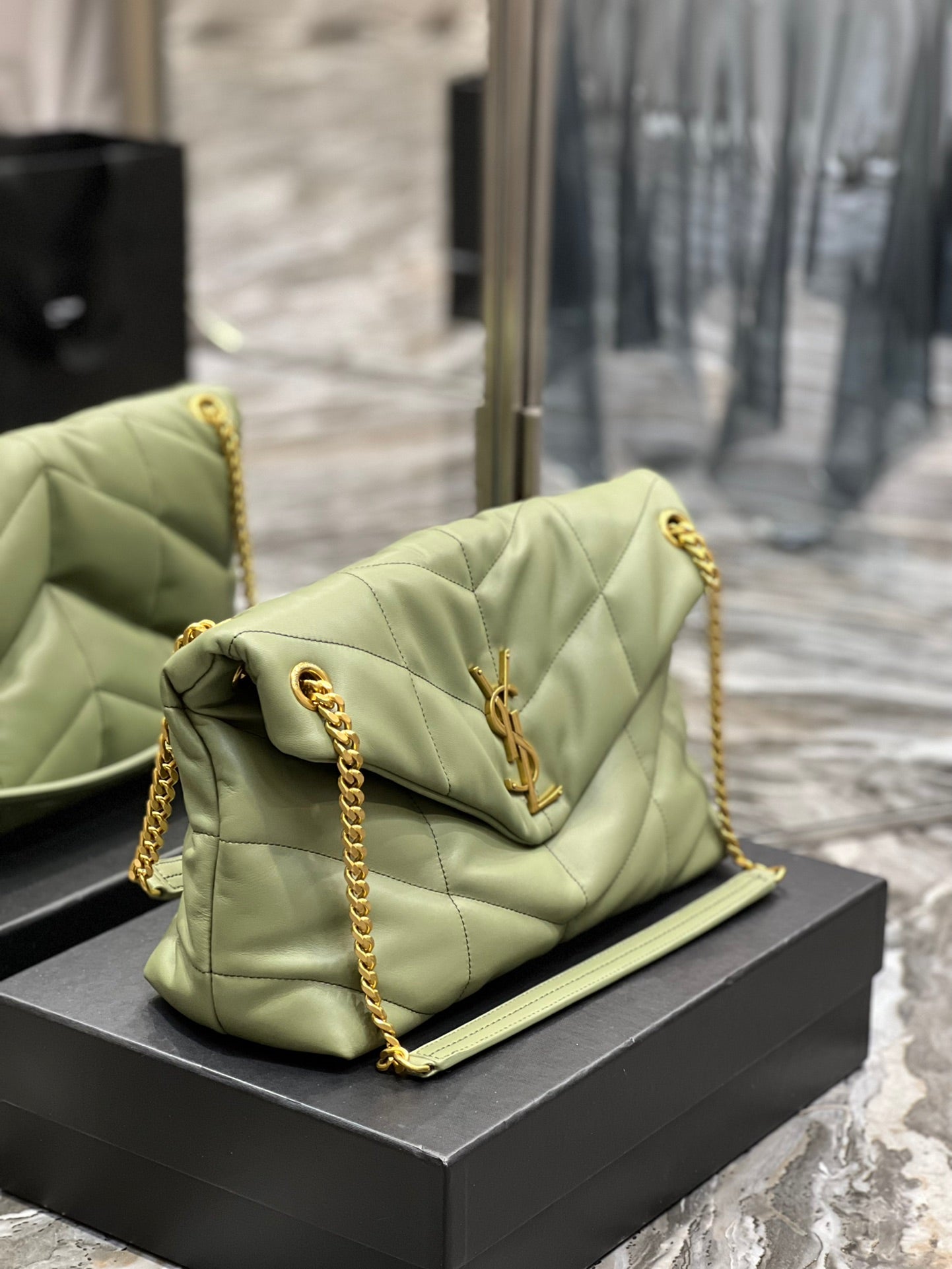 Y PUFFER MEDIUM BAG IN QUILTED LAMBSKIN