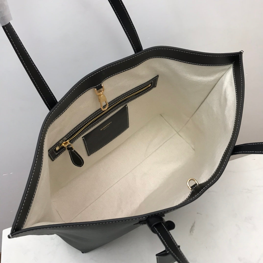 Bur Motif Leather Medium Tote Bag