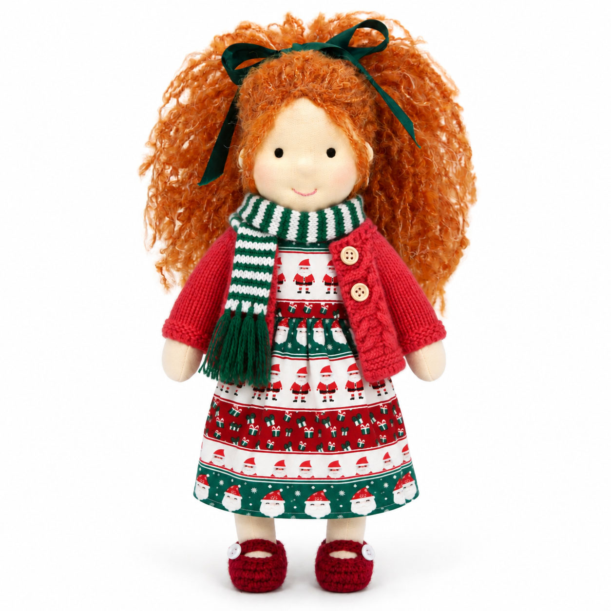 Diana- Cute Handmade Doll for Girls, Christmas Rag Doll with Colorful Holiday Dress, Soft Fabric Doll with Gift Box Packaging, Adorable Keepsake Toy for Kids, Birthday and Holiday Gifts