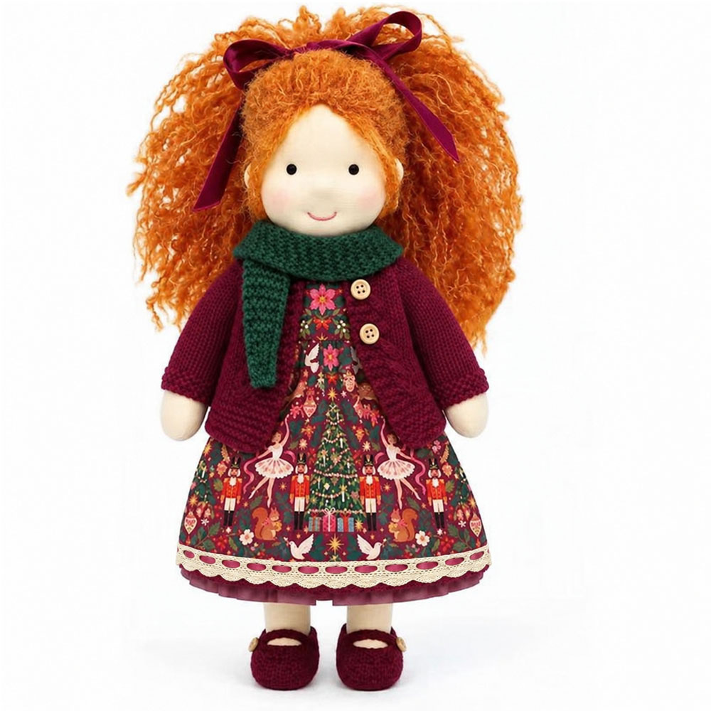 Diana Cute Handmade Doll for Girls, Christmas Rag Doll with Colorful Holiday Dress, Soft Fabric Doll with Gift Box Packaging, Adorable Keepsake Toy for Kids, Birthday and Holiday Gifts