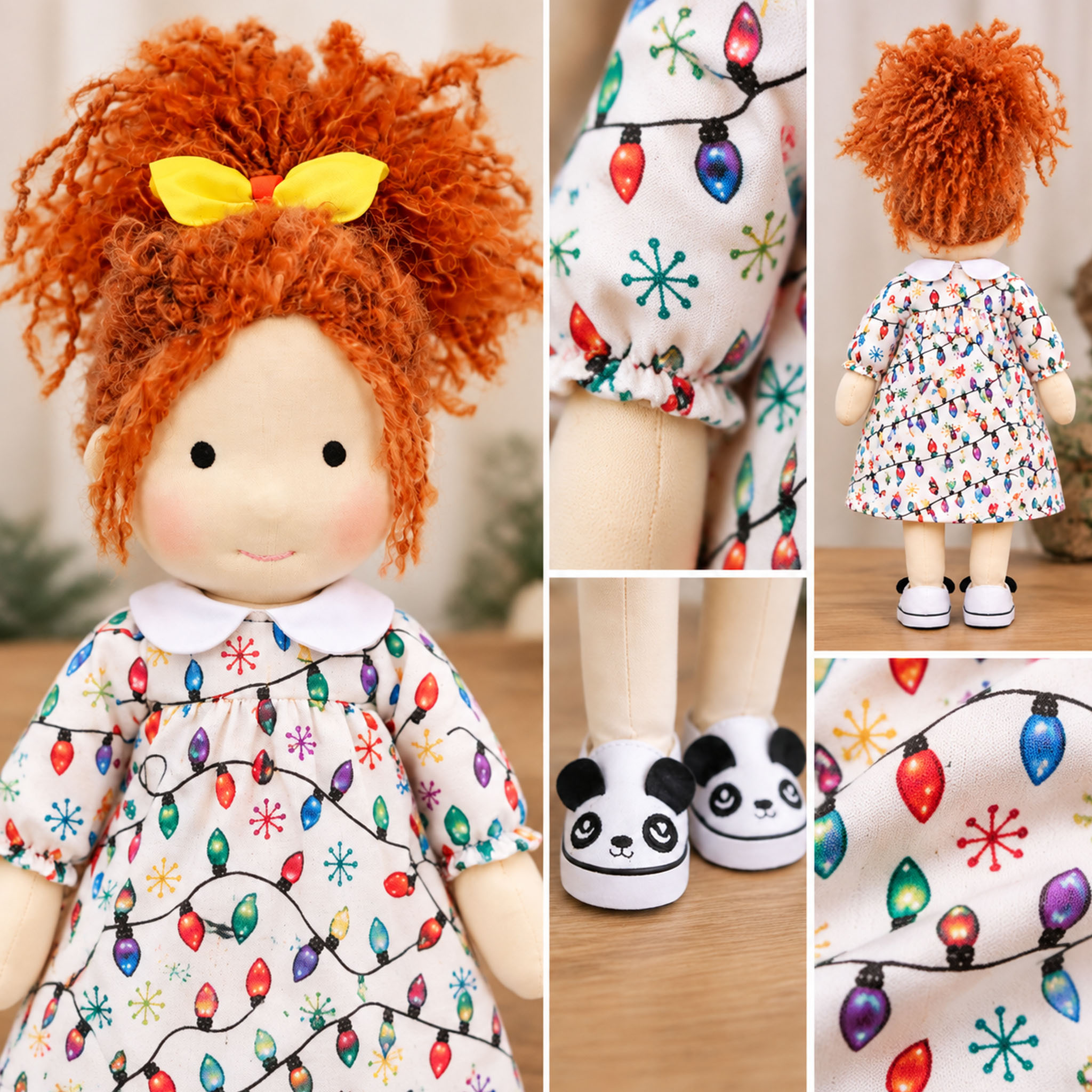 Cute Handmade Doll for Girls, Christmas Rag Doll with Colorful Holiday Dress, Soft Fabric Doll with Gift Box Packaging, Adorable Keepsake Toy for Kids, Birthday and Holiday Gifts