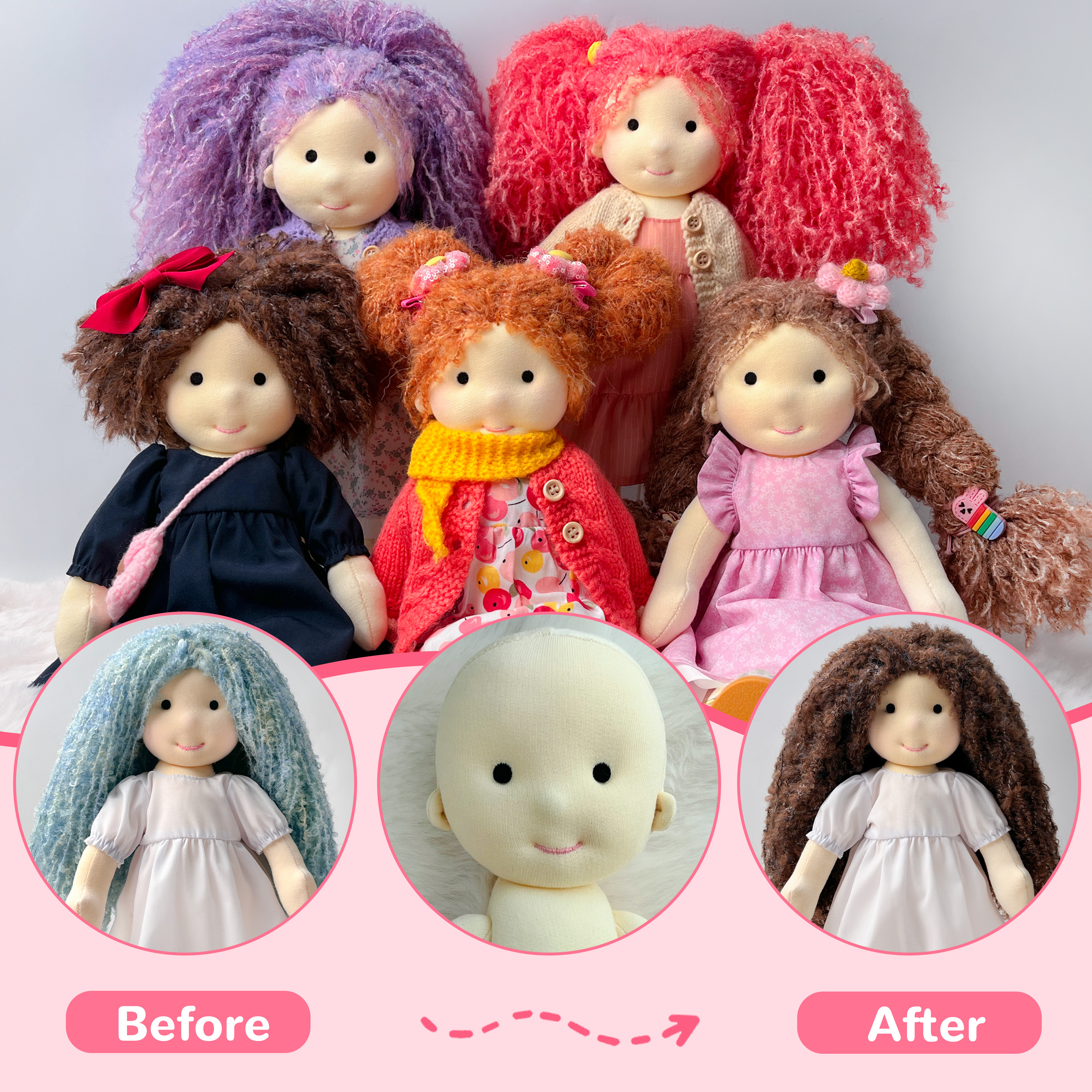 Doll hair-Dark brown