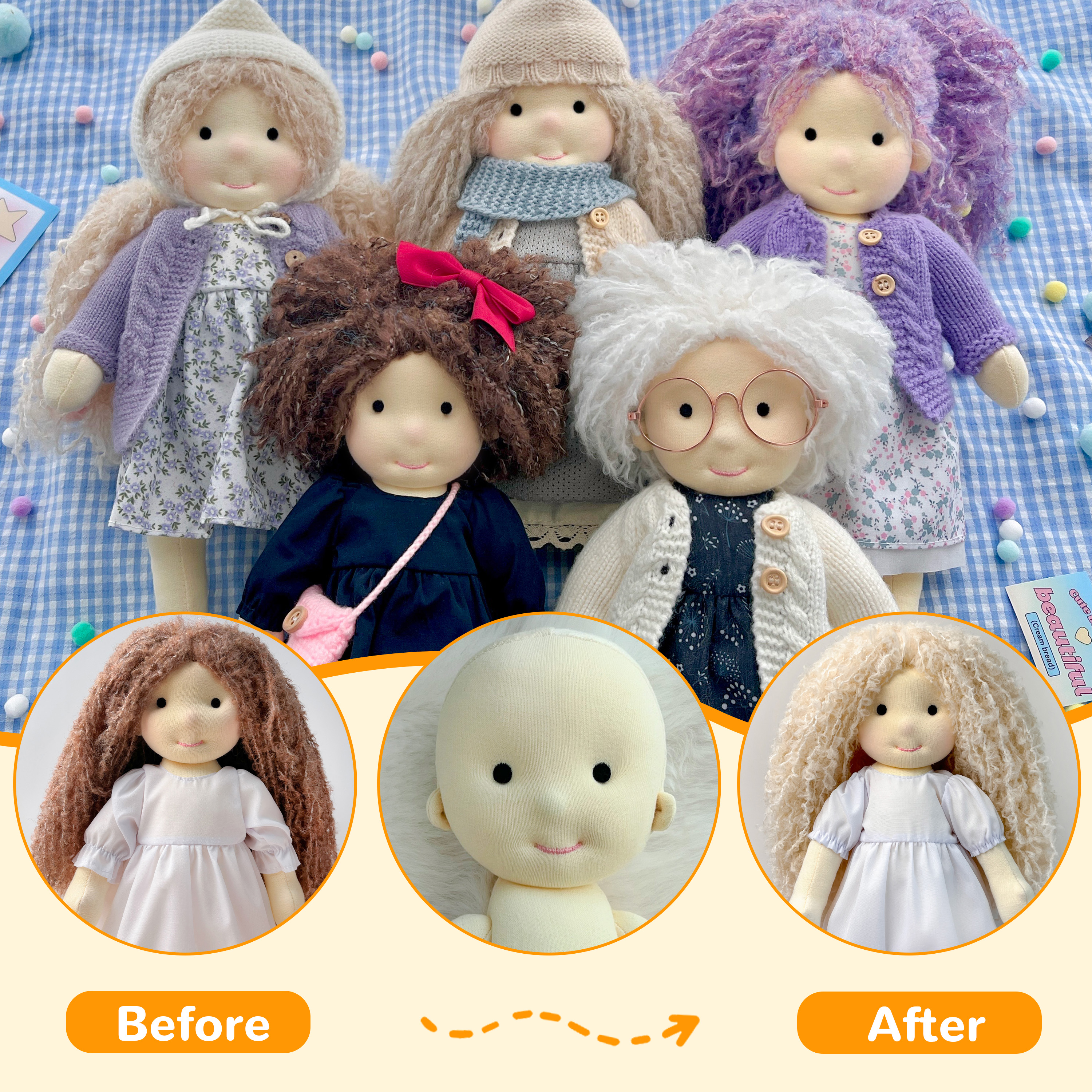 Doll hair-beige