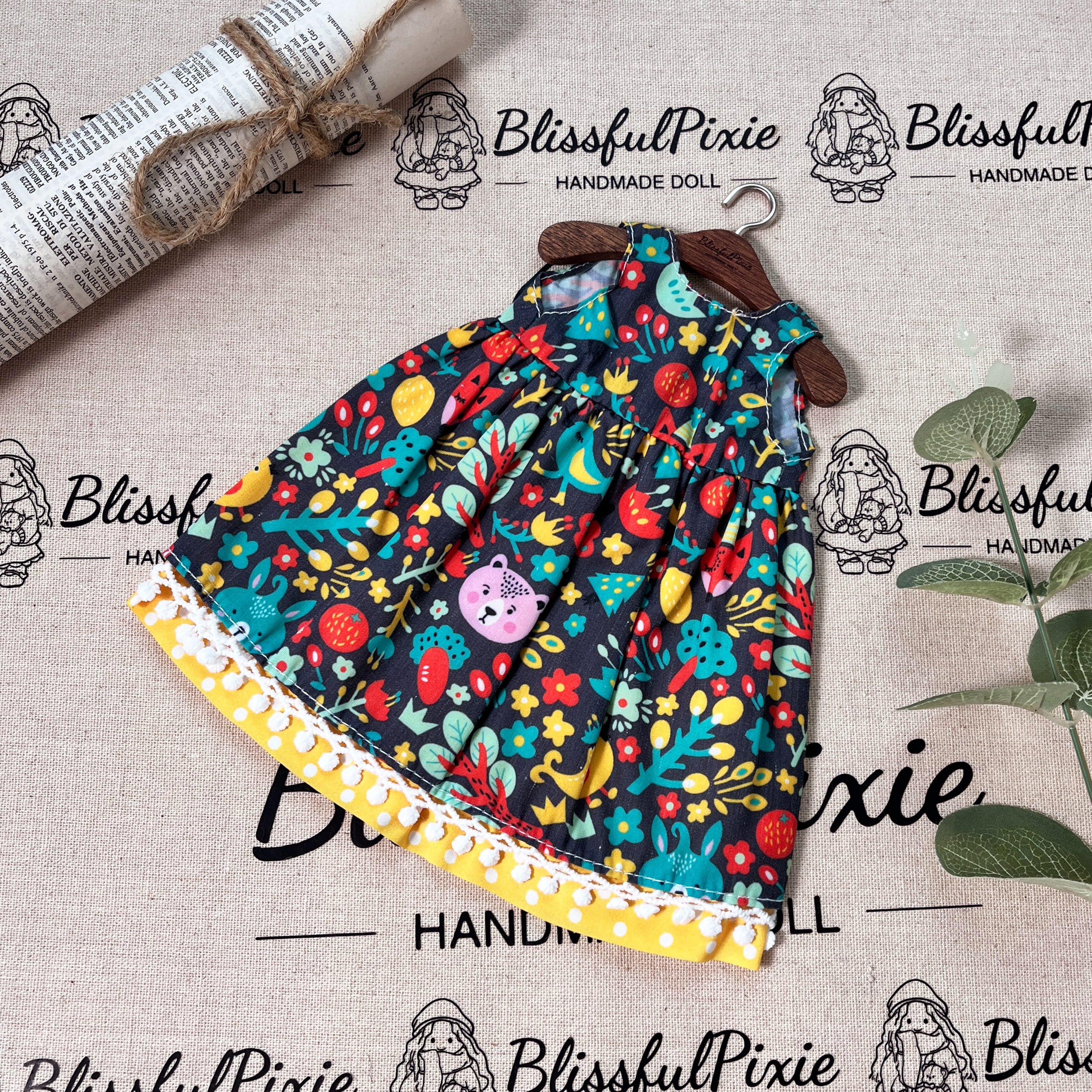 BlissfulPixie 12" Waldorf Handmade Doll Clothing Set Baby Girl Clothes Washable