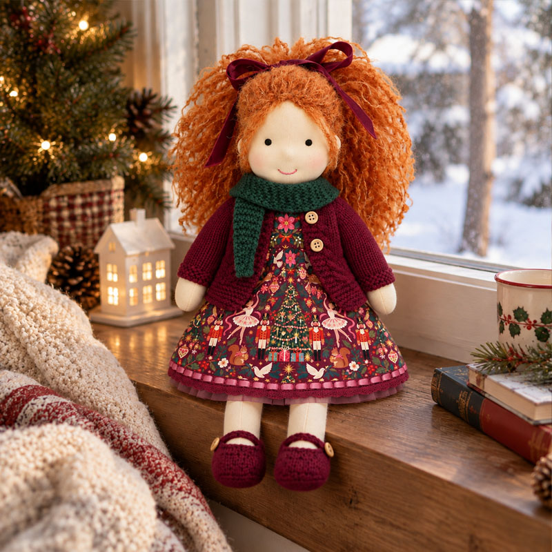Diana Cute Handmade Doll for Girls, Christmas Rag Doll with Colorful Holiday Dress, Soft Fabric Doll with Gift Box Packaging, Adorable Keepsake Toy for Kids, Birthday and Holiday Gifts