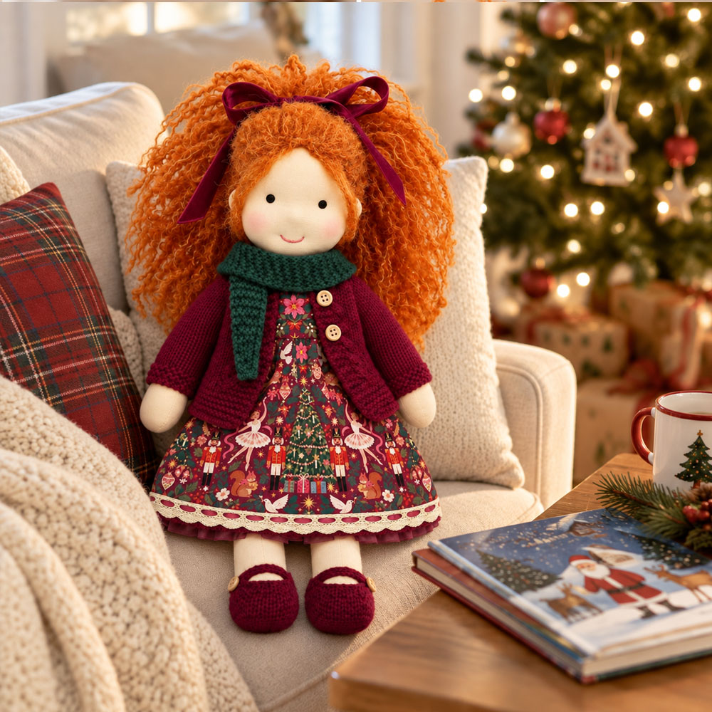 Diana Cute Handmade Doll for Girls, Christmas Rag Doll with Colorful Holiday Dress, Soft Fabric Doll with Gift Box Packaging, Adorable Keepsake Toy for Kids, Birthday and Holiday Gifts