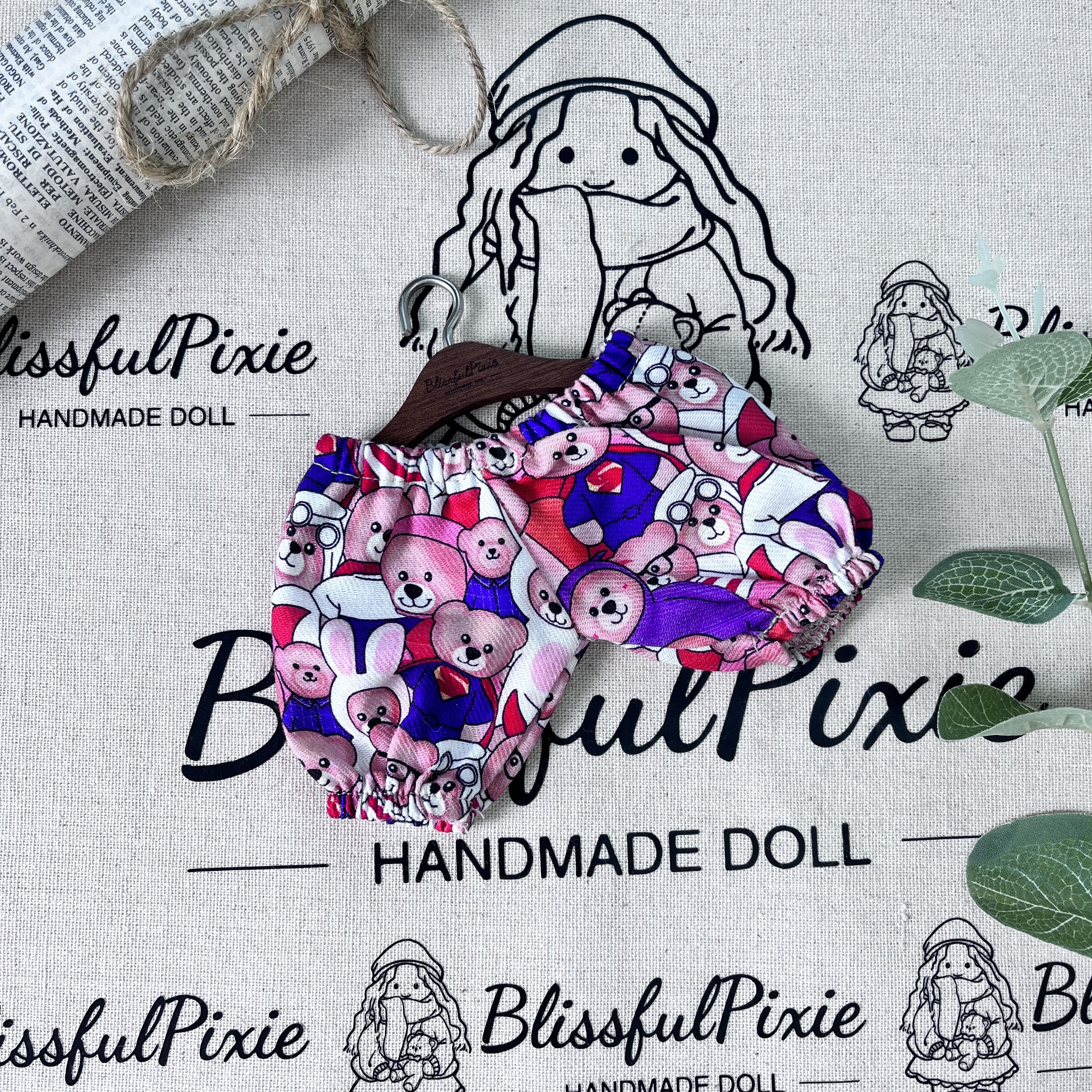 BlissfulPixie 12" Waldorf Handmade Doll Clothing Set Baby Girl Clothes Washable