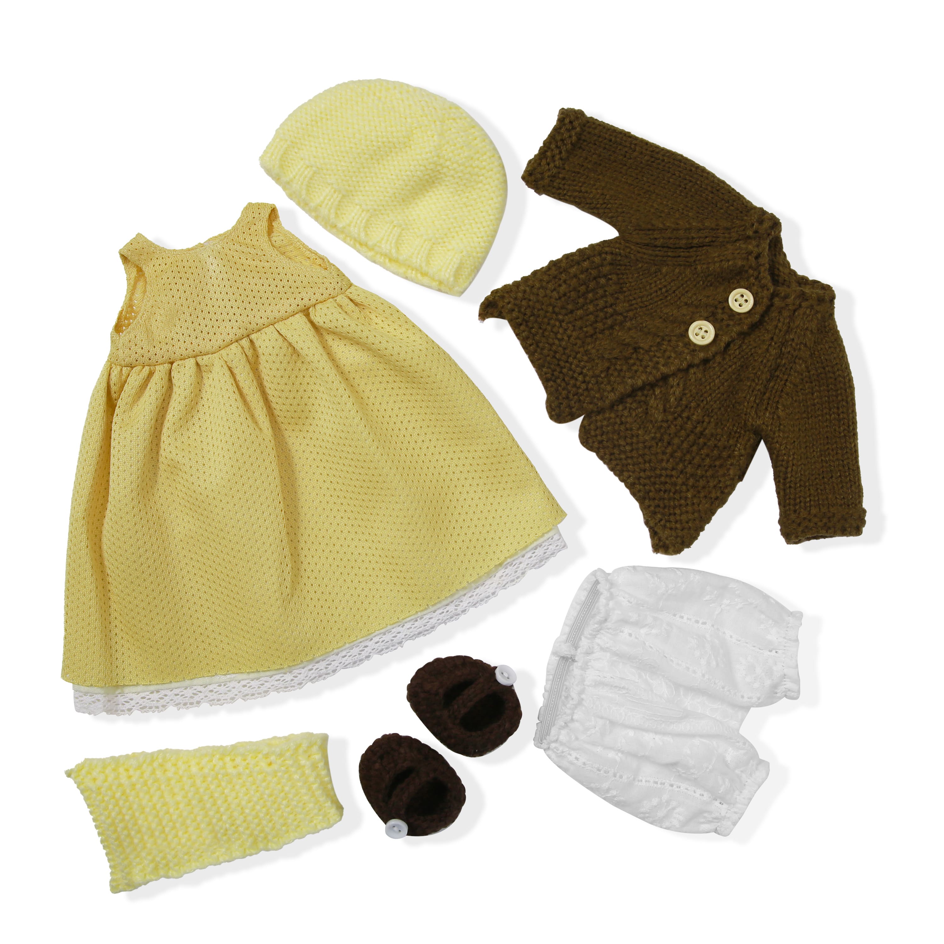 BlissfulPixie 12" Waldorf Handmade Doll Clothing Set Baby Girl Clothes Washable