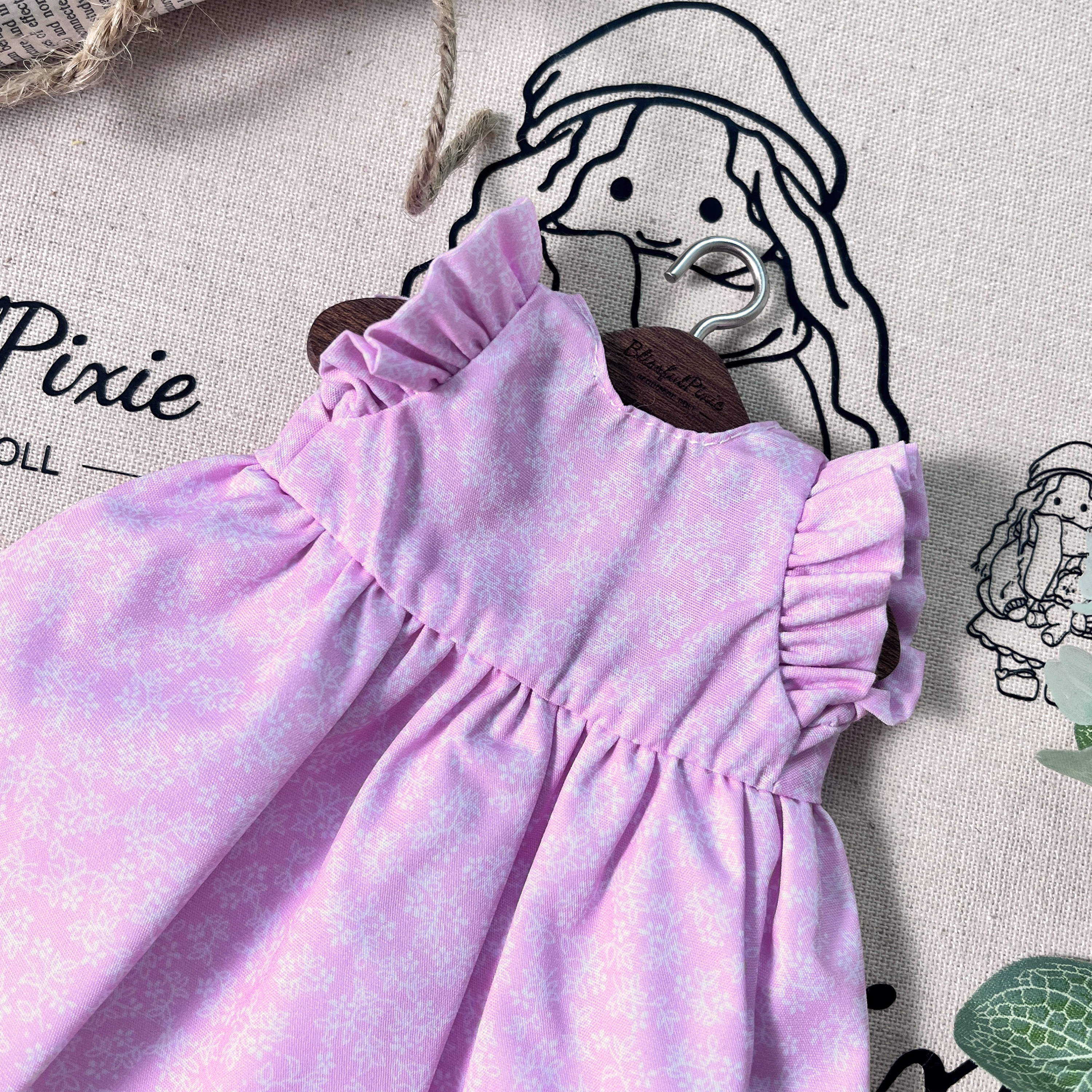 BlissfulPixie 12" Waldorf Handmade Doll Clothing Set Baby Girl Clothes Washable