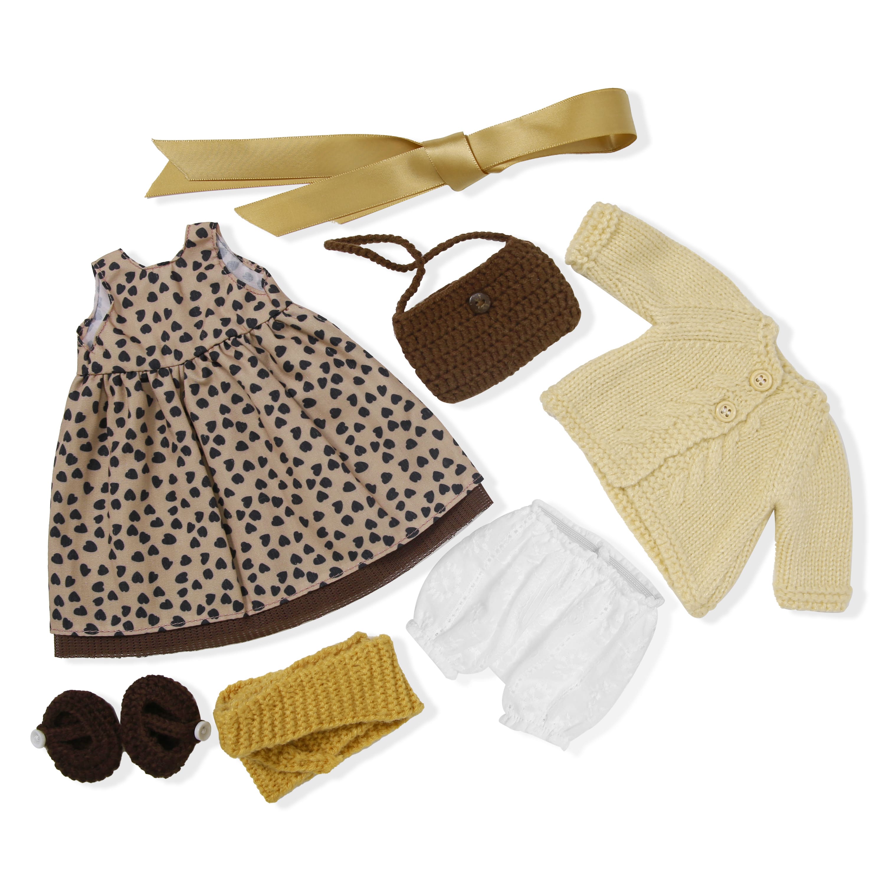 BlissfulPixie 12" Waldorf Handmade Doll Clothing Set Baby Girl Clothes Washable