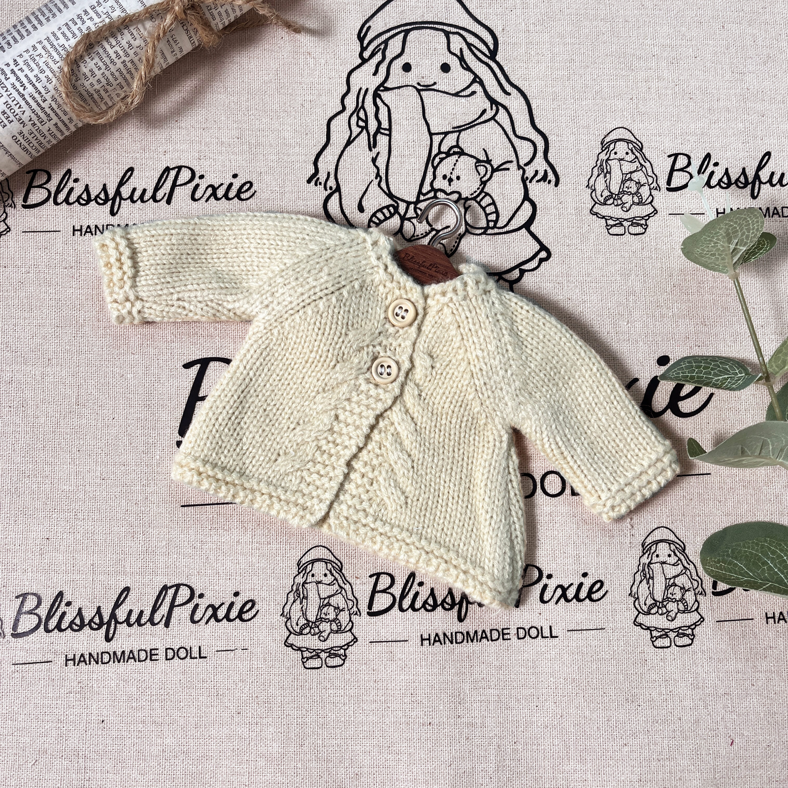 BlissfulPixie 12" Waldorf Handmade Doll Clothing Set Baby Girl Clothes Washable