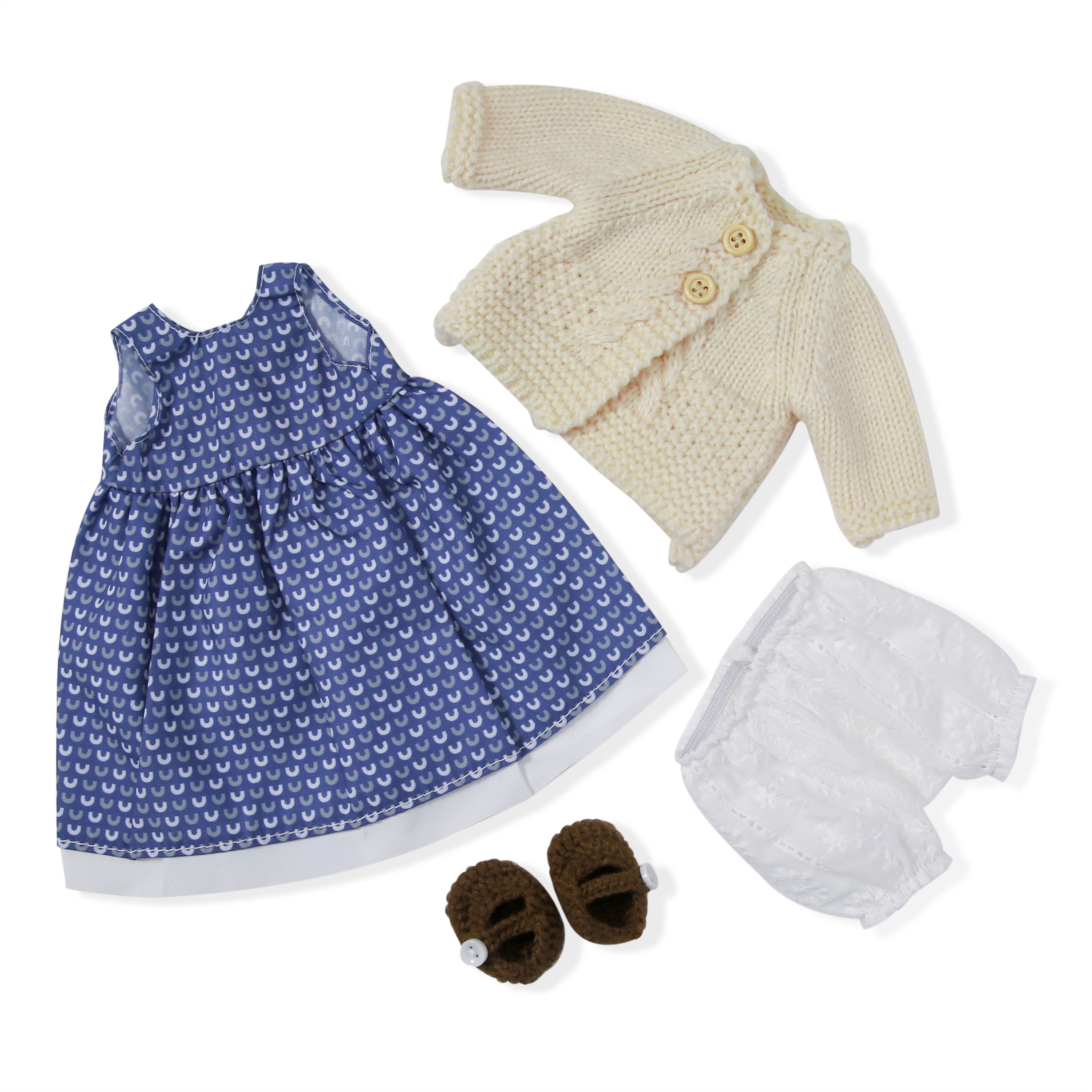 BlissfulPixie 12" Waldorf Handmade Doll Clothing Set Baby Girl Clothes Washable