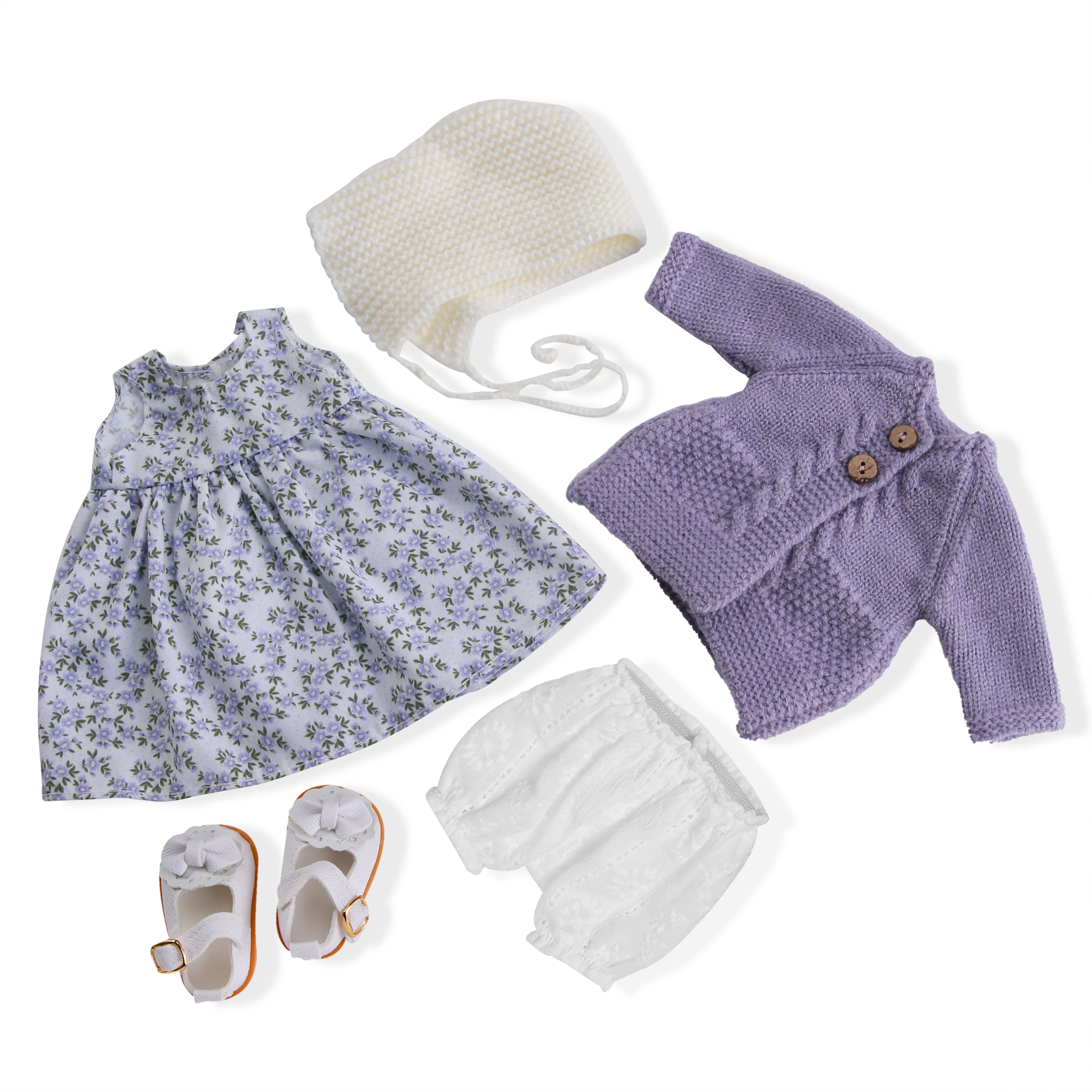 BlissfulPixie 12" Waldorf Handmade Doll Clothing Set Baby Girl Clothes Washable