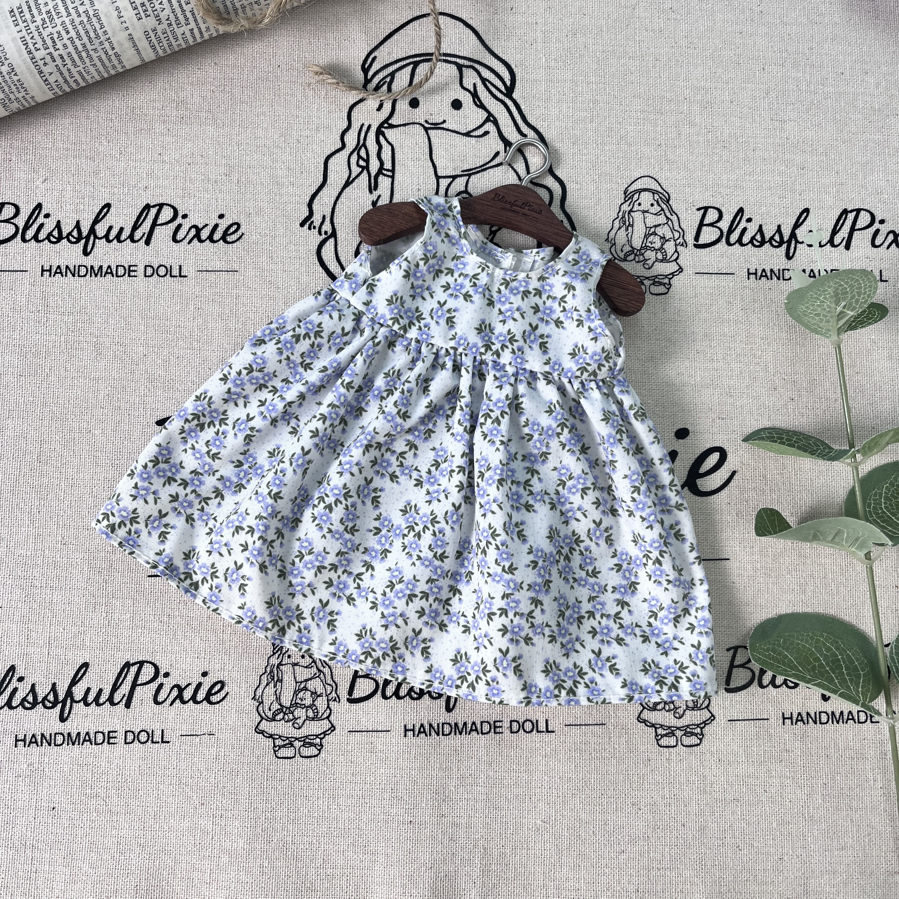 BlissfulPixie 12" Waldorf Handmade Doll Clothing Set Baby Girl Clothes Washable