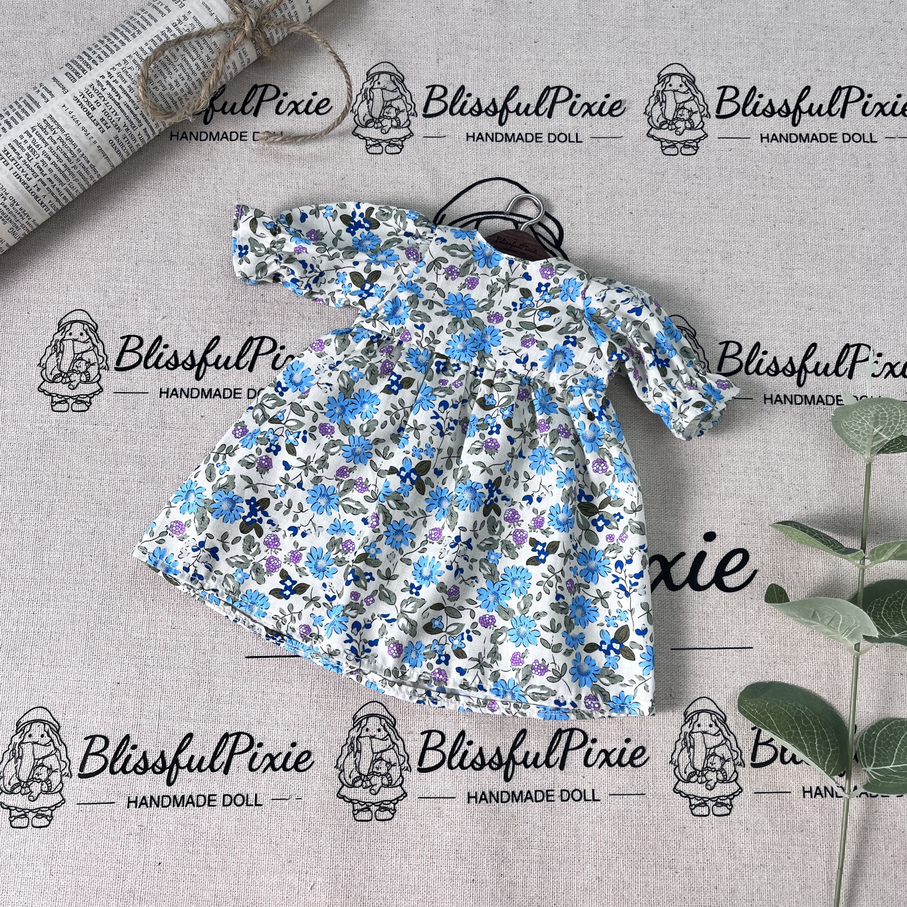 BlissfulPixie 12" Waldorf Handmade Doll Clothing Set Baby Girl Clothes Washable