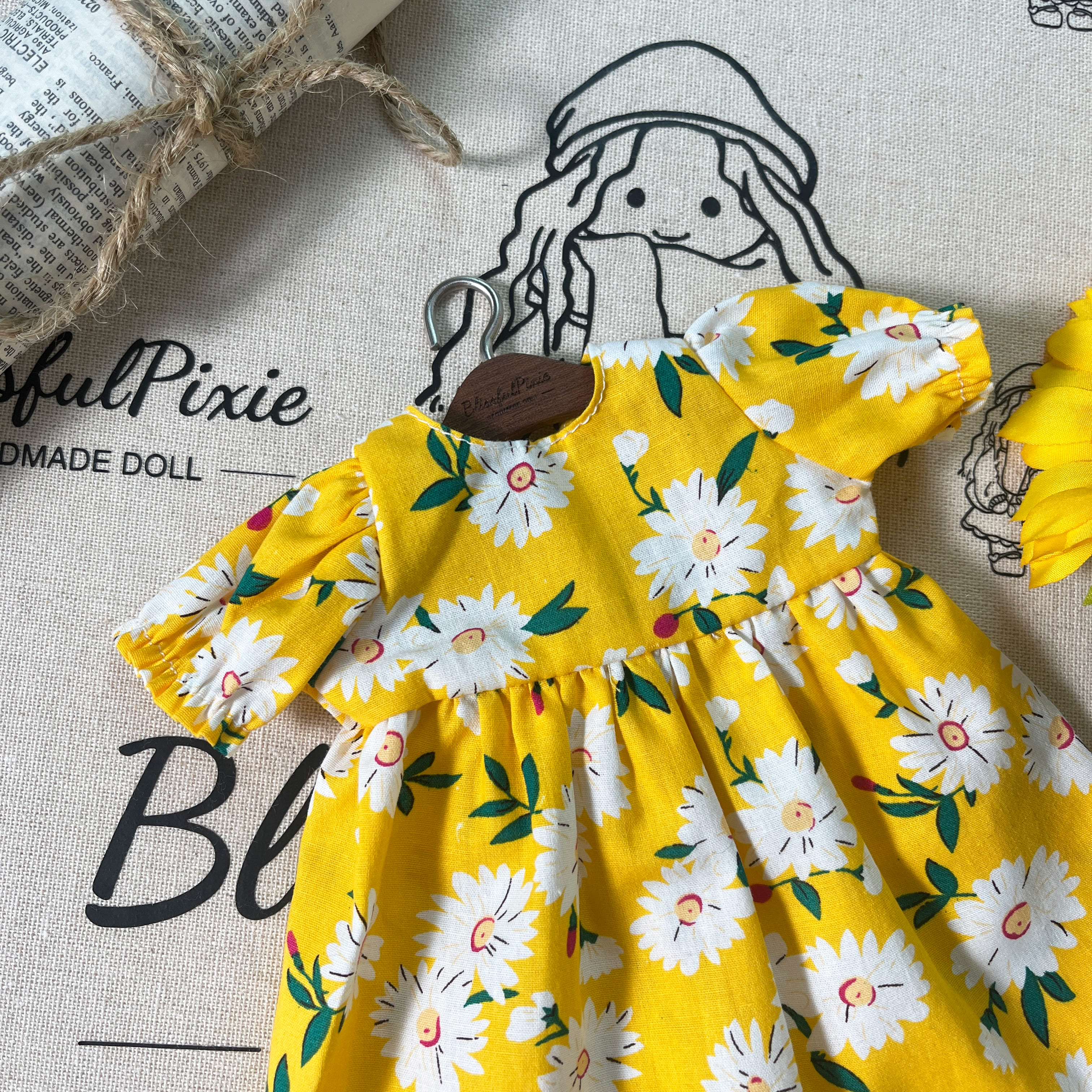 BlissfulPixie 12" Waldorf Handmade Doll Clothing Set Baby Girl Clothes Washable