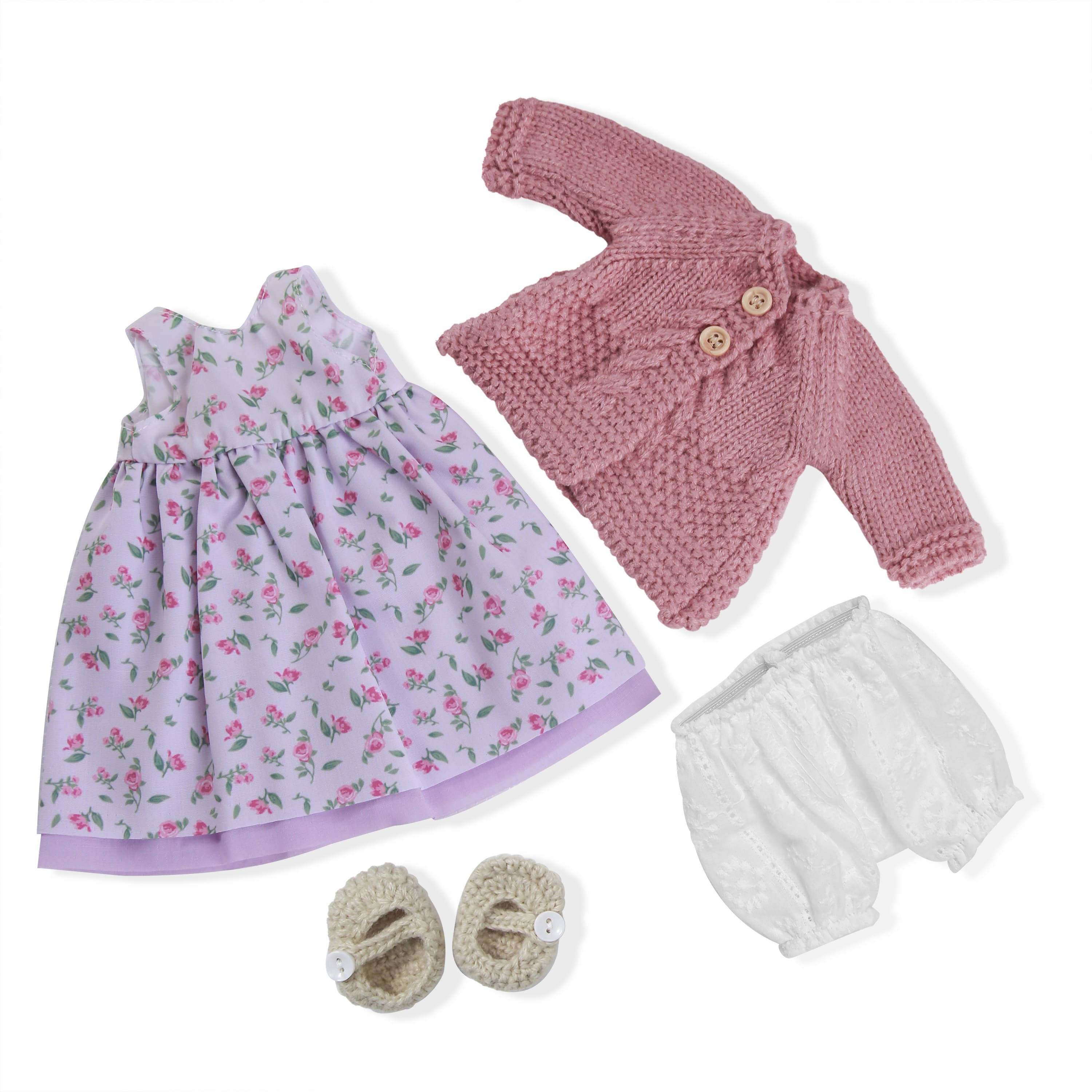 BlissfulPixie 12" Waldorf Handmade Doll Clothing Set Baby Girl Clothes Washable