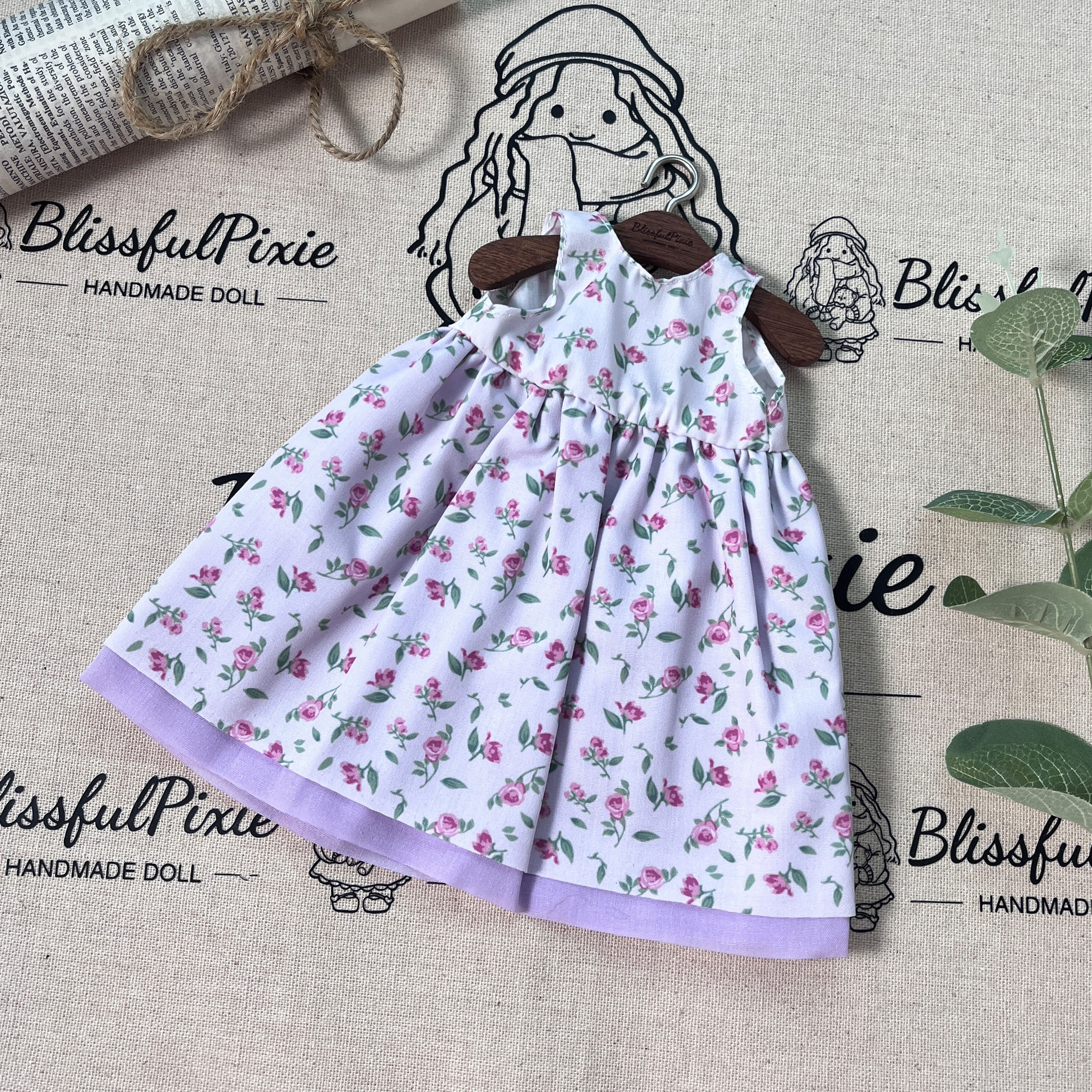 BlissfulPixie 12" Waldorf Handmade Doll Clothing Set Baby Girl Clothes Washable