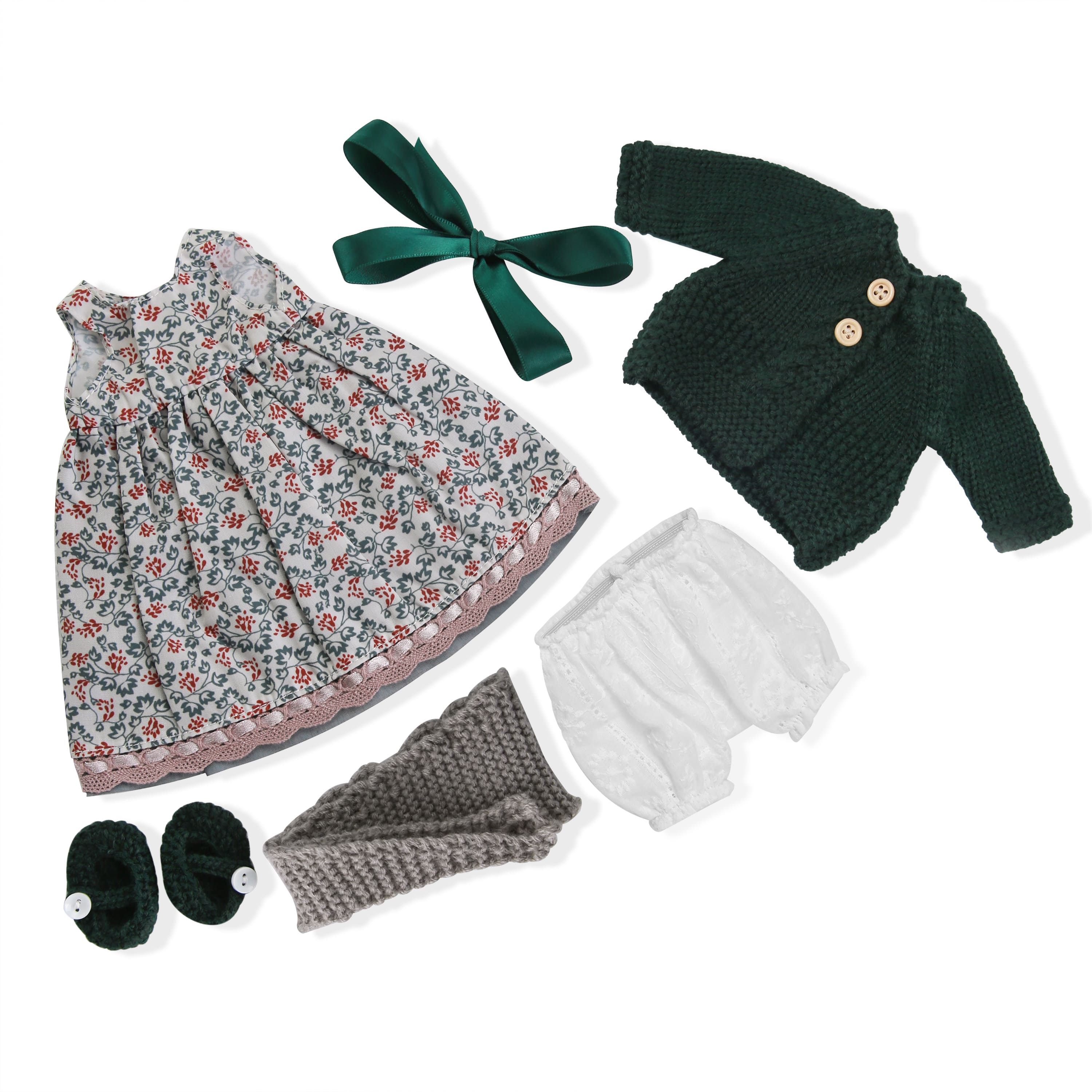 BlissfulPixie 12" Waldorf Handmade Doll Clothing Set Baby Girl Clothes Washable