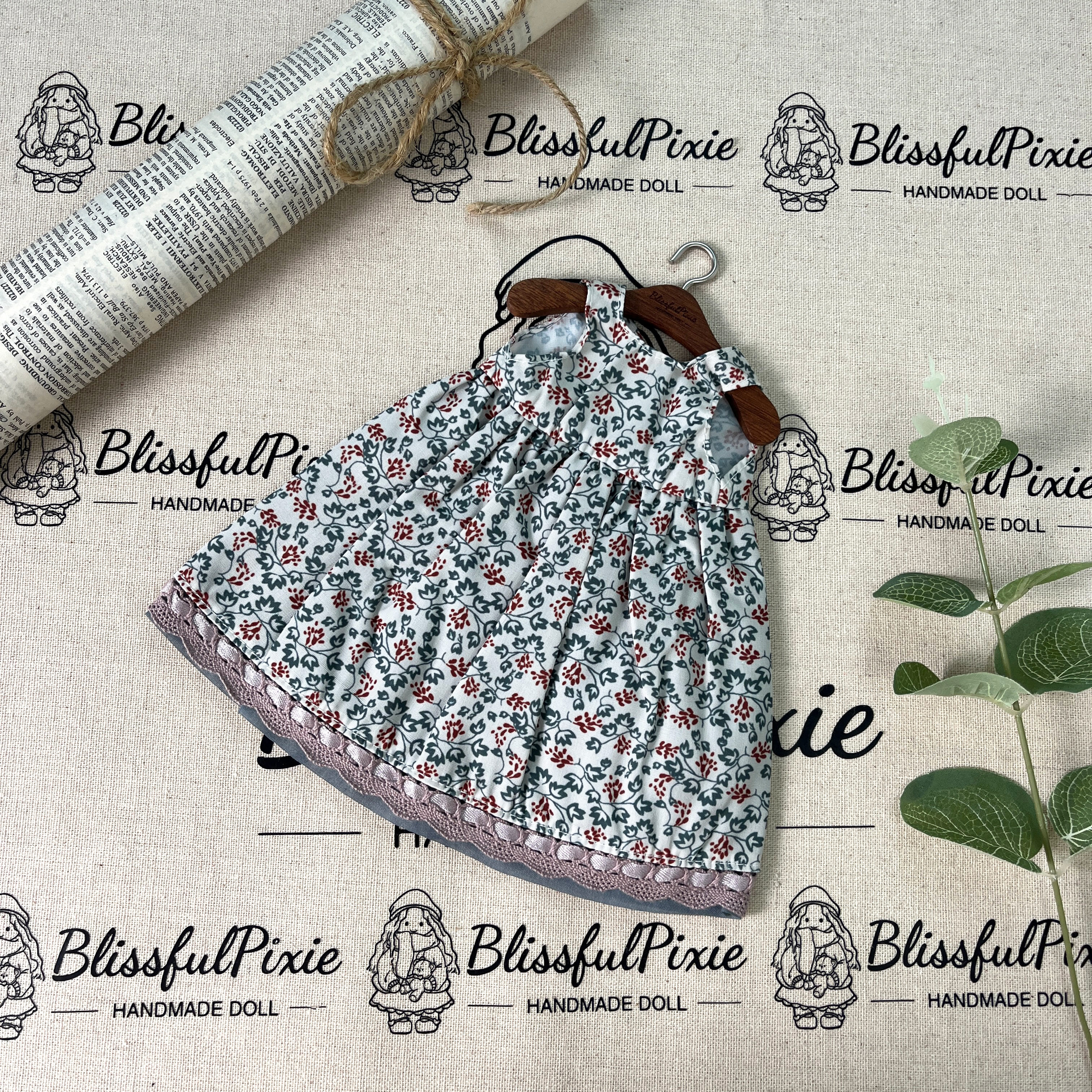 BlissfulPixie 12" Waldorf Handmade Doll Clothing Set Baby Girl Clothes Washable