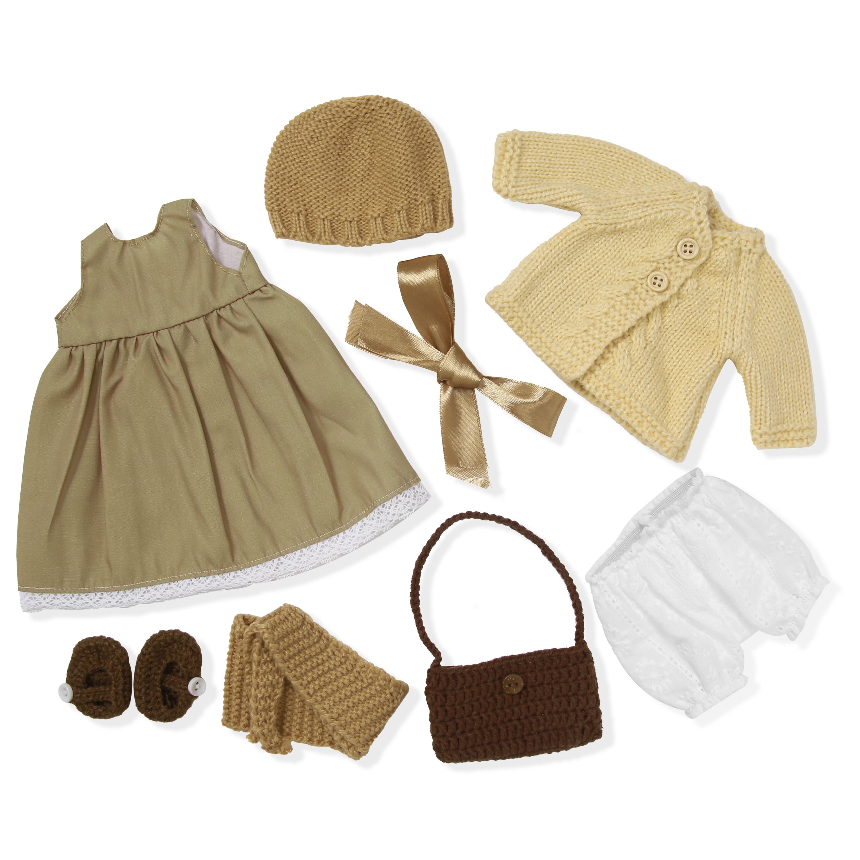 BlissfulPixie 12" Waldorf Handmade Doll Clothing Set Baby Girl Clothes Washable