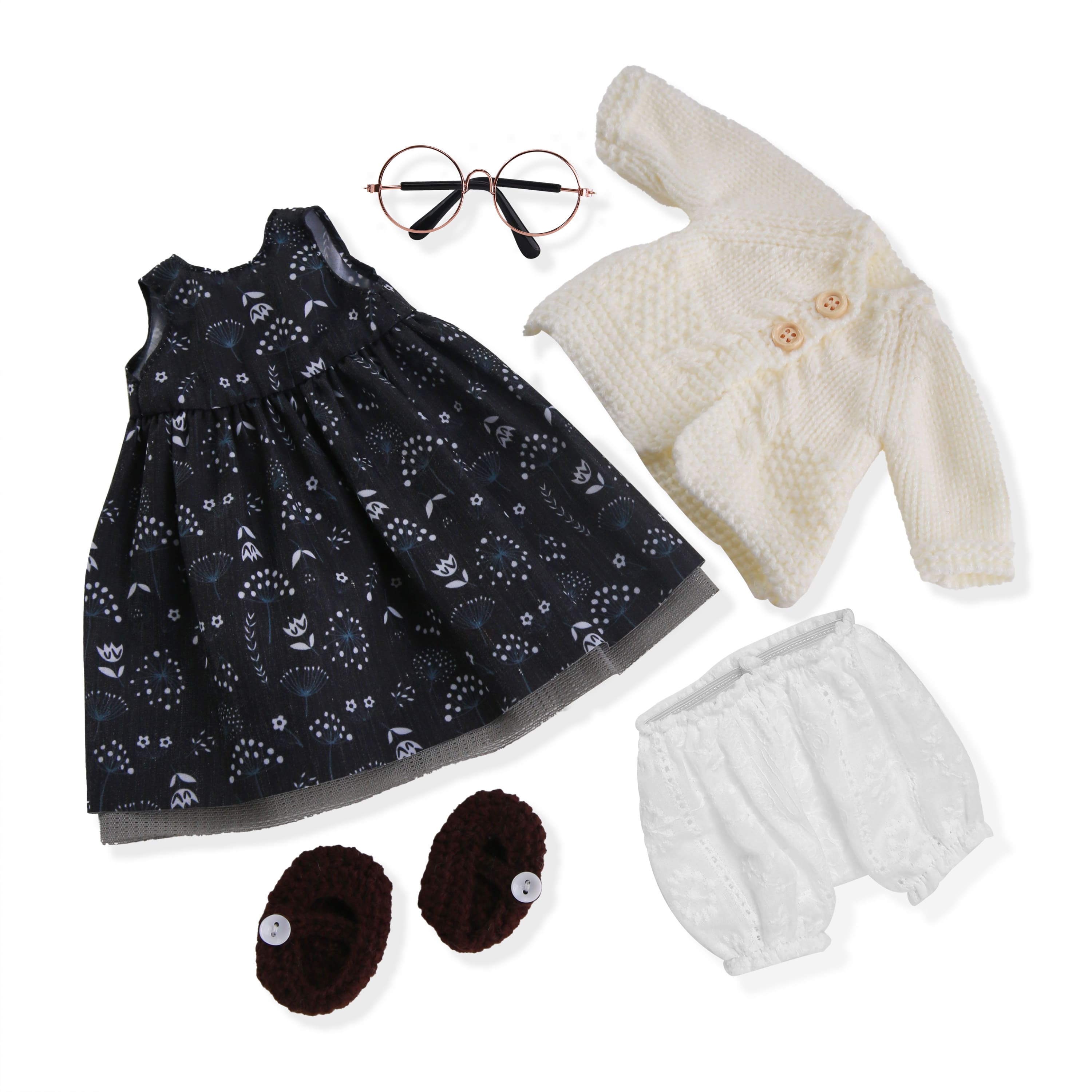 BlissfulPixie 12" Waldorf Handmade Doll Clothing Set Baby Girl Clothes Washable