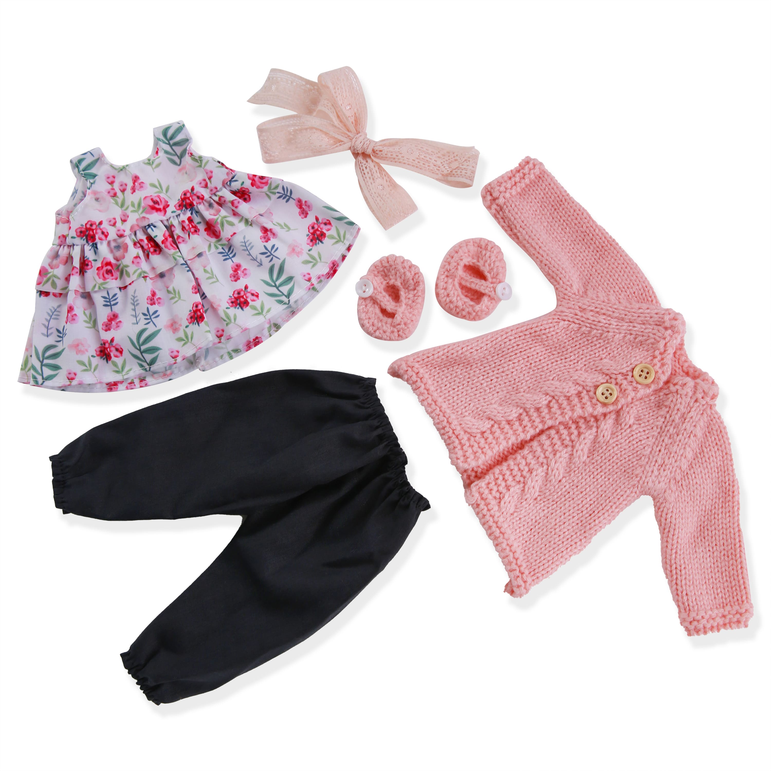 BlissfulPixie 12" Waldorf Handmade Doll Clothing Set Baby Girl Clothes Washable