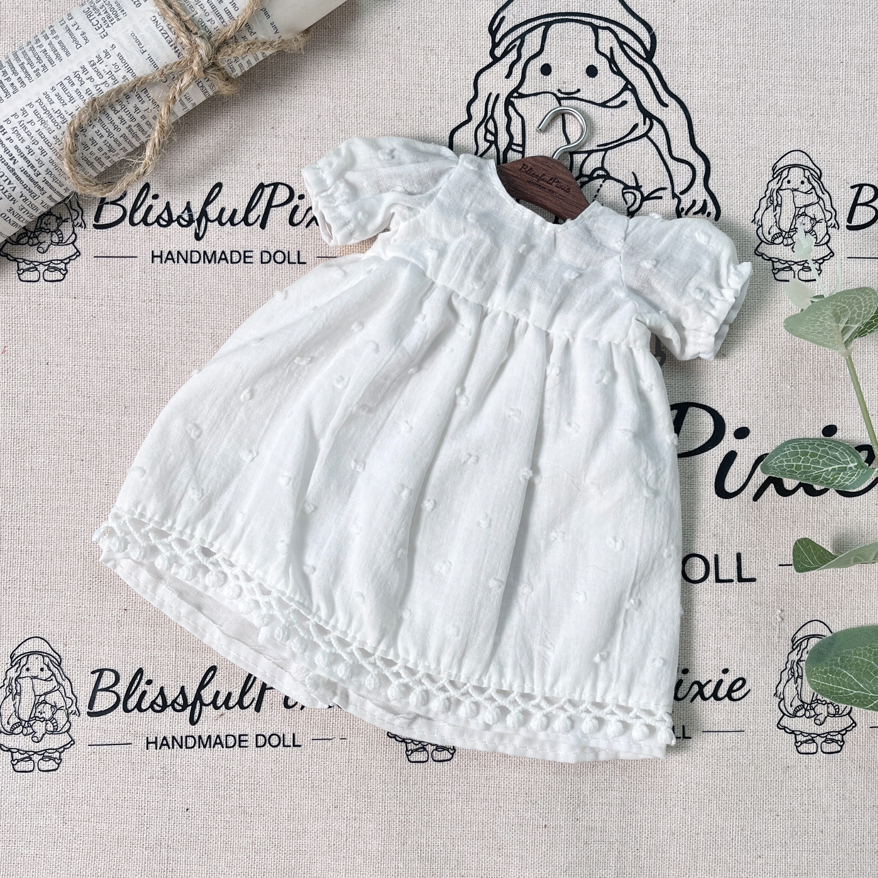 BlissfulPixie 12" Waldorf Handmade Doll Clothing Set Baby Girl Clothes Washable