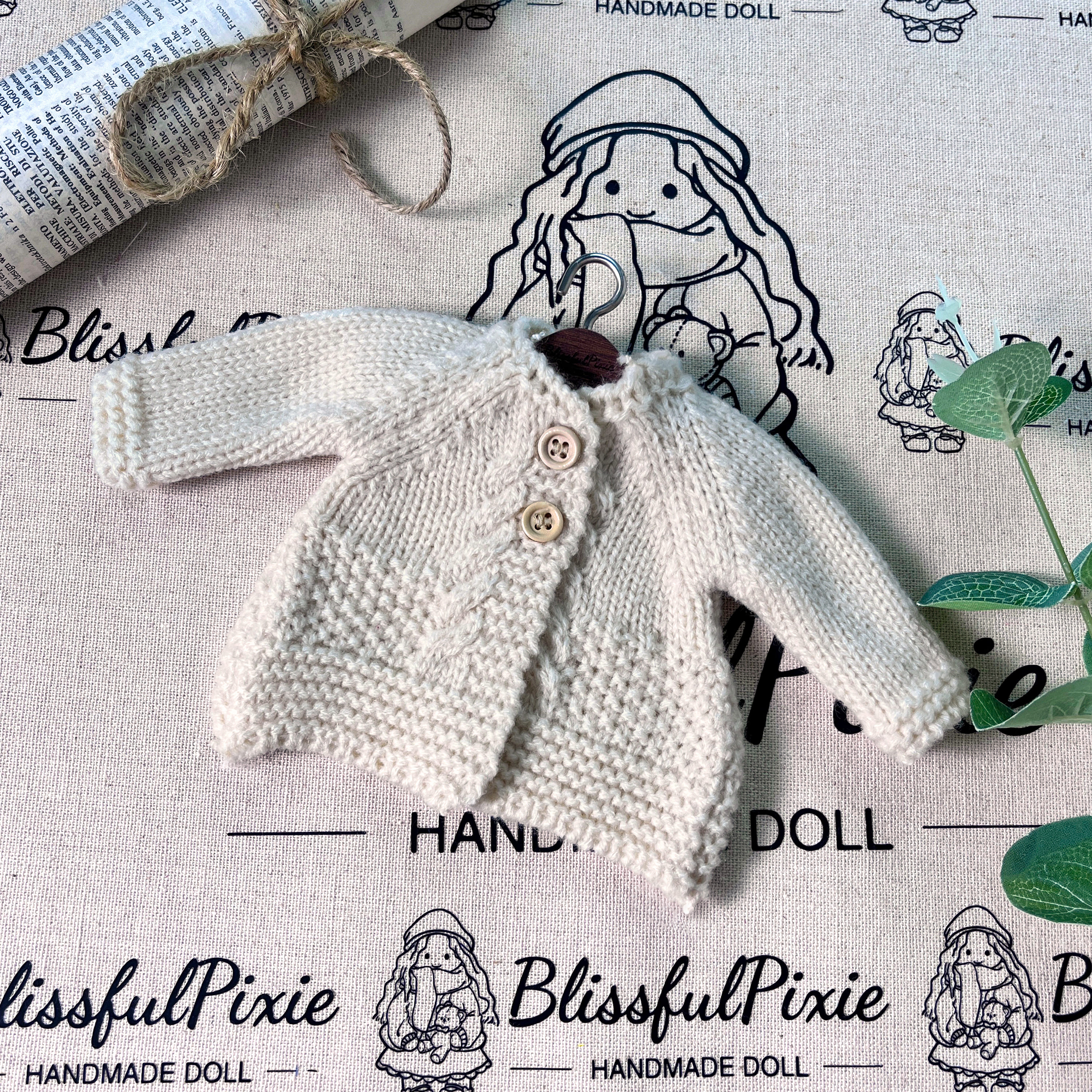 BlissfulPixie 12" Waldorf Handmade Doll Clothing Set Baby Girl Clothes Washable