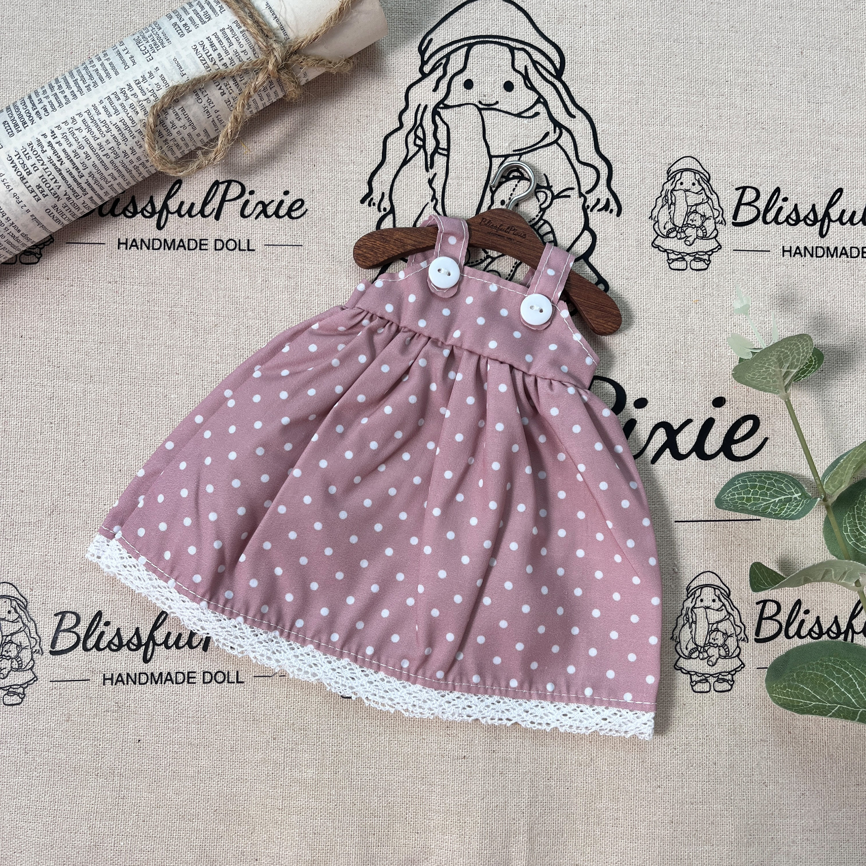 BlissfulPixie 12" Waldorf Handmade Doll Clothing Set Baby Girl Clothes Washable