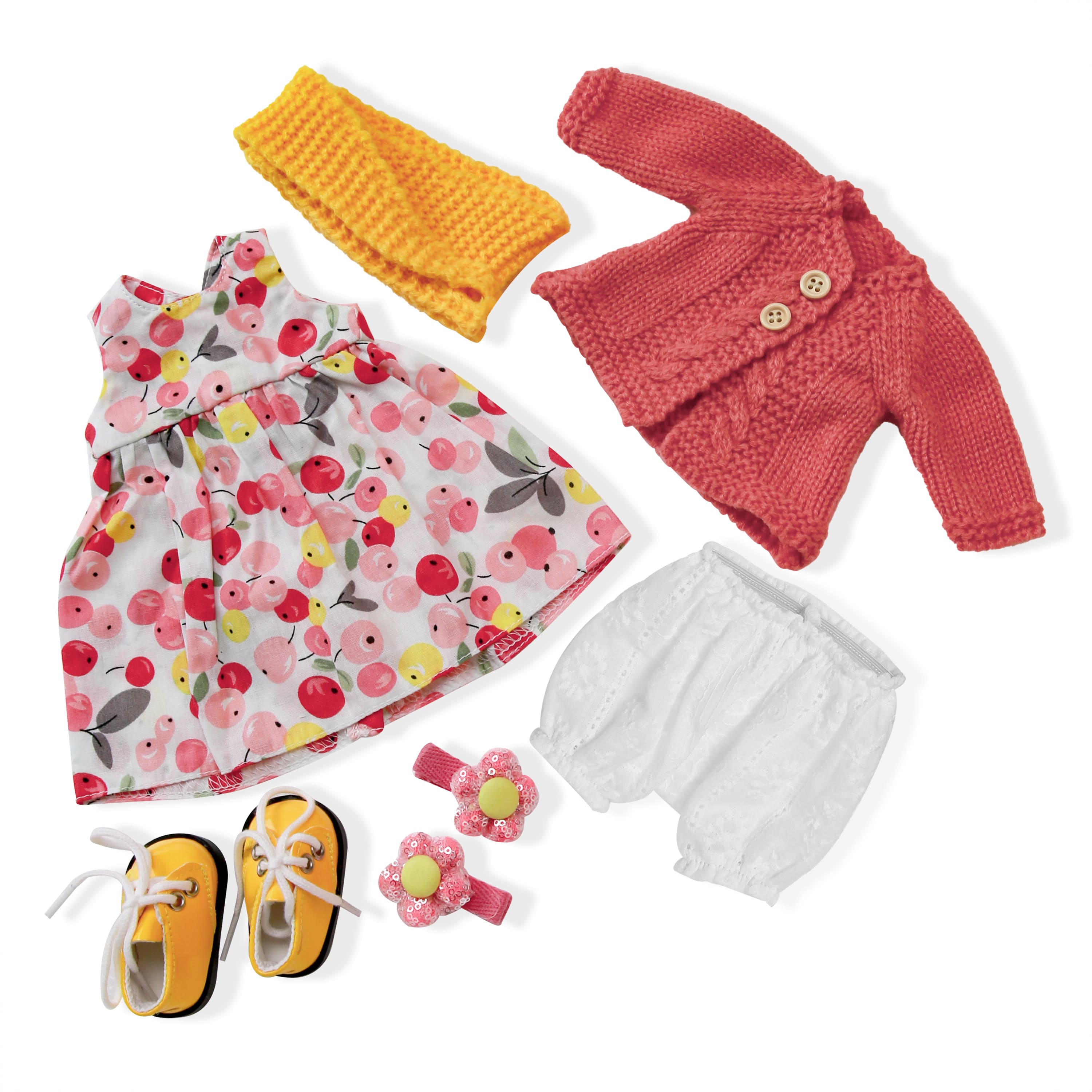 BlissfulPixie 12" Waldorf Handmade Doll Clothing Set Baby Girl Clothes Washable