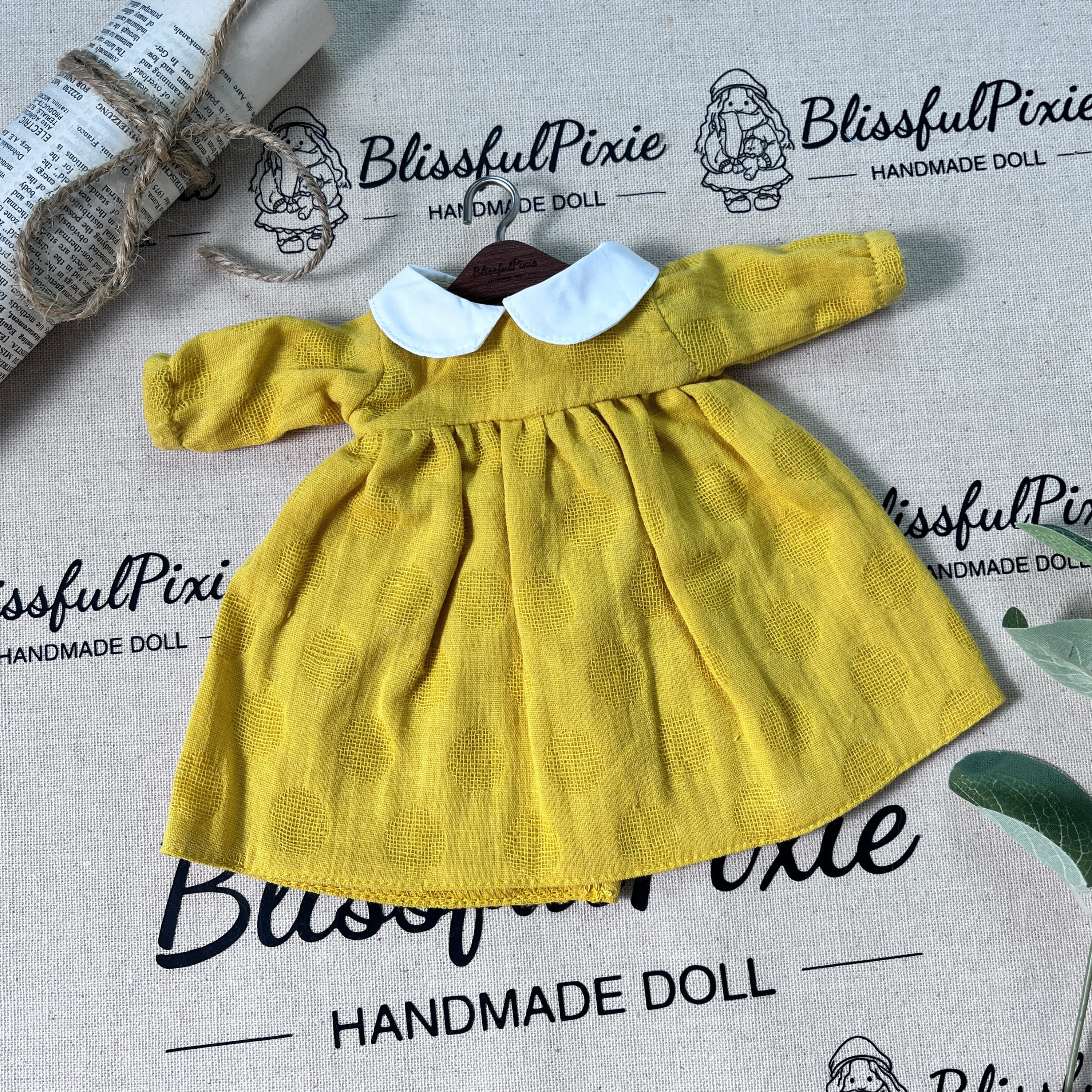 BlissfulPixie 12" Waldorf Handmade Doll Clothing Set Baby Girl Clothes Washable