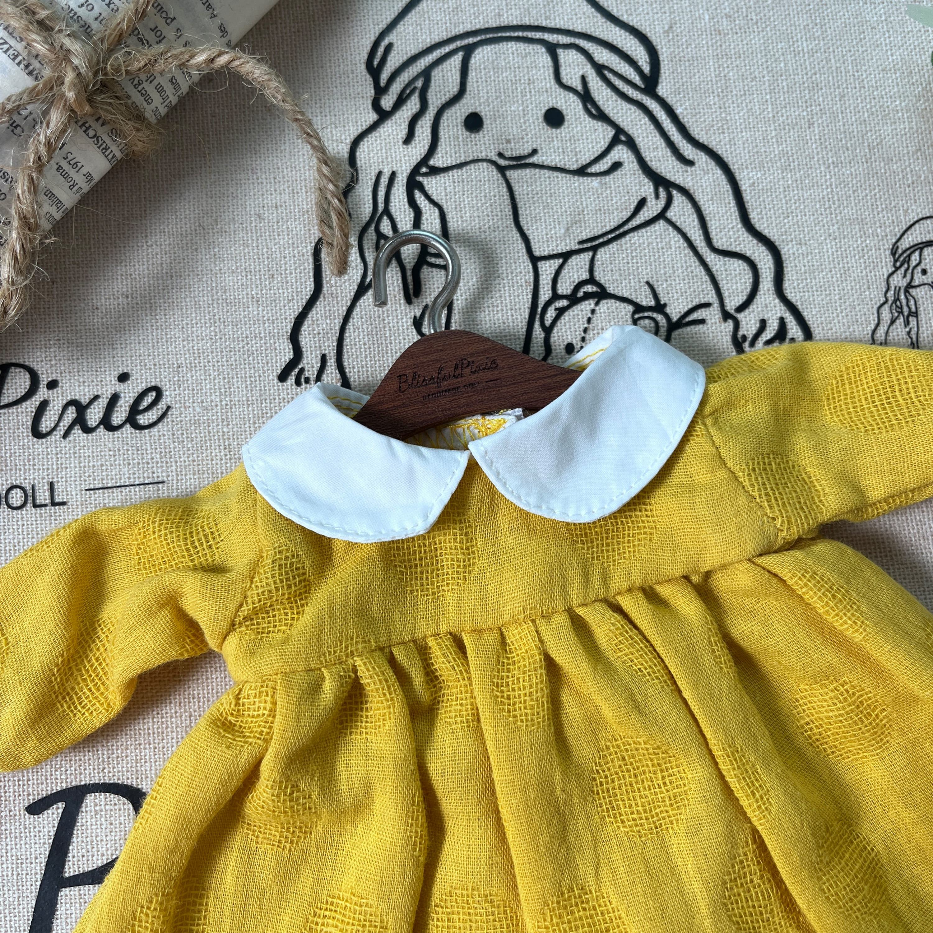 BlissfulPixie 12" Waldorf Handmade Doll Clothing Set Baby Girl Clothes Washable