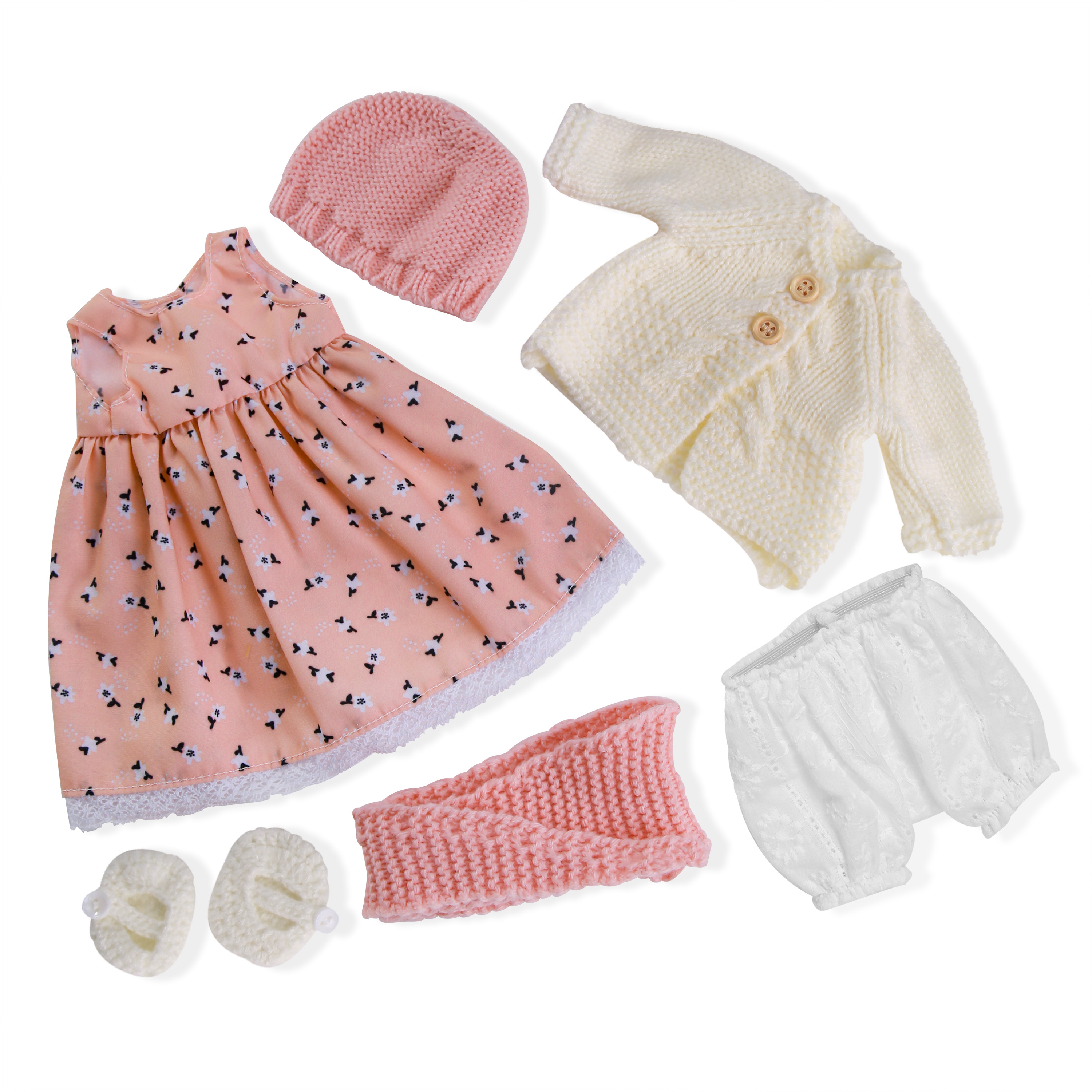 BlissfulPixie 12" Waldorf Handmade Doll Clothing Set Baby Girl Clothes Washable