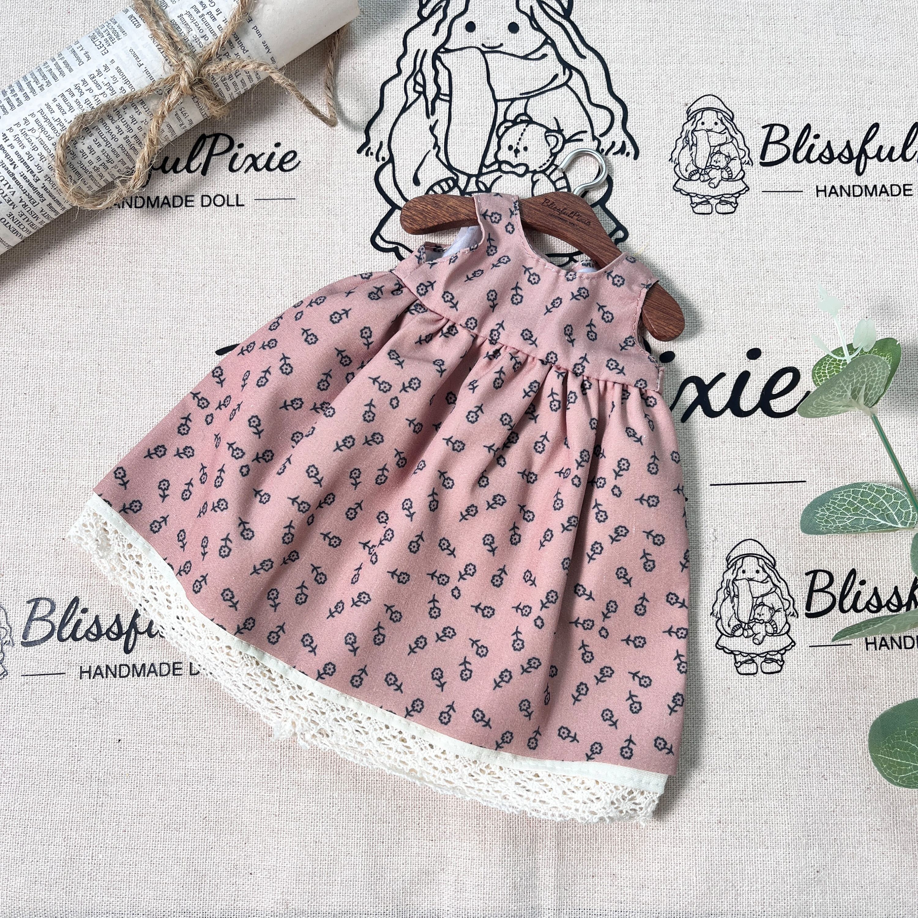 BlissfulPixie 12" Waldorf Handmade Doll Clothing Set Baby Girl Clothes Washable