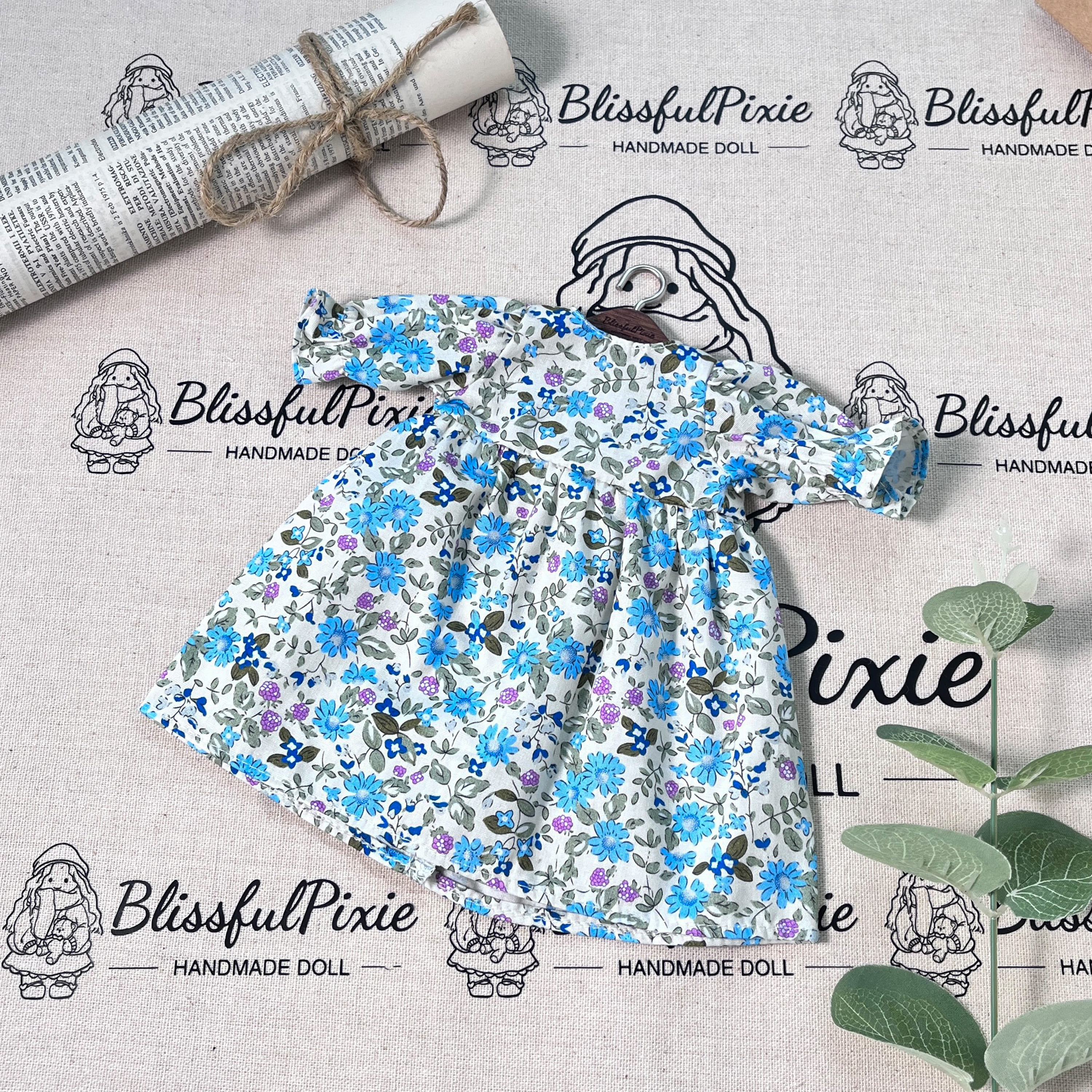 BlissfulPixie 12" Waldorf Handmade Doll Clothing Set Baby Girl Clothes Washable