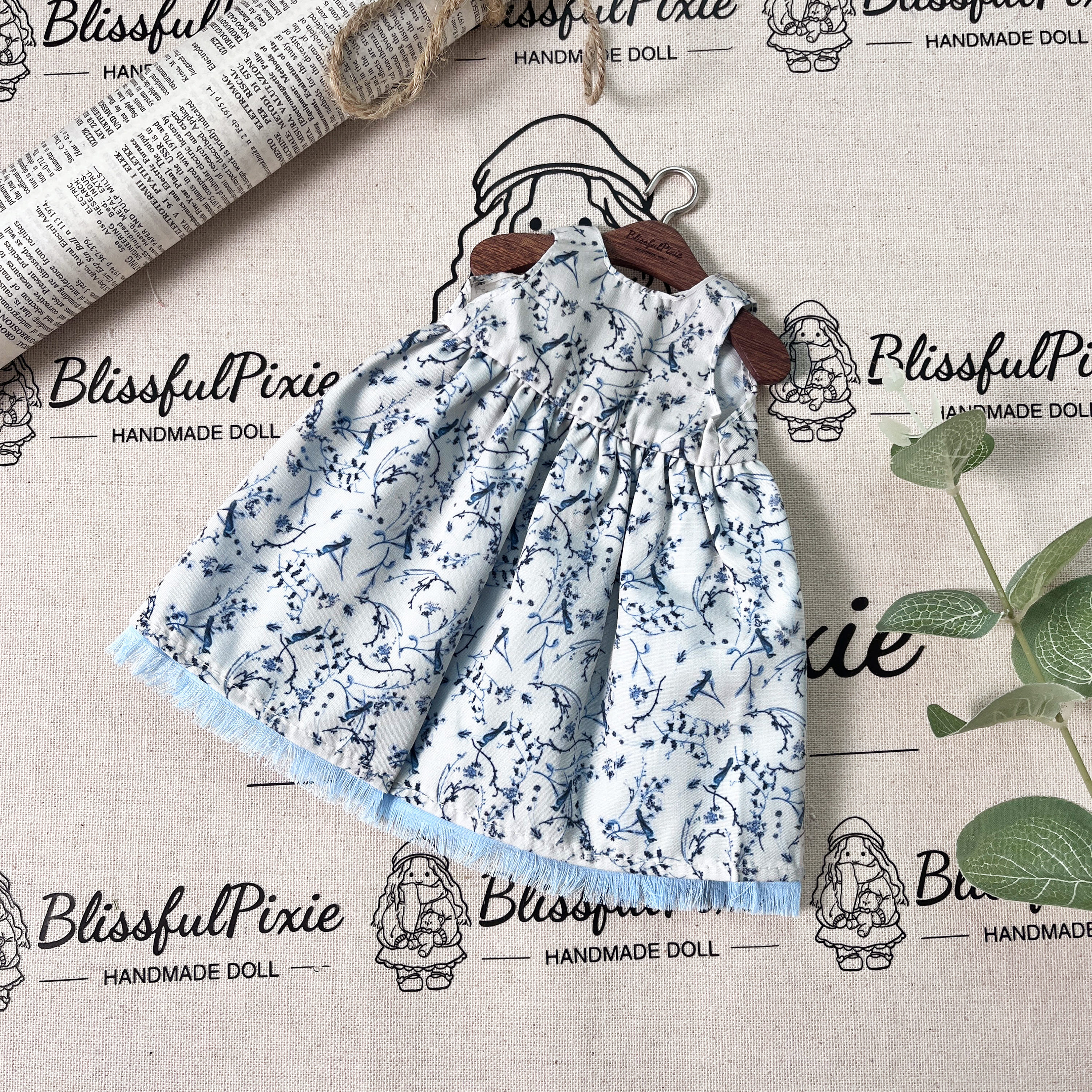 BlissfulPixie 12" Waldorf Handmade Doll Clothing Set Baby Girl Clothes Washable