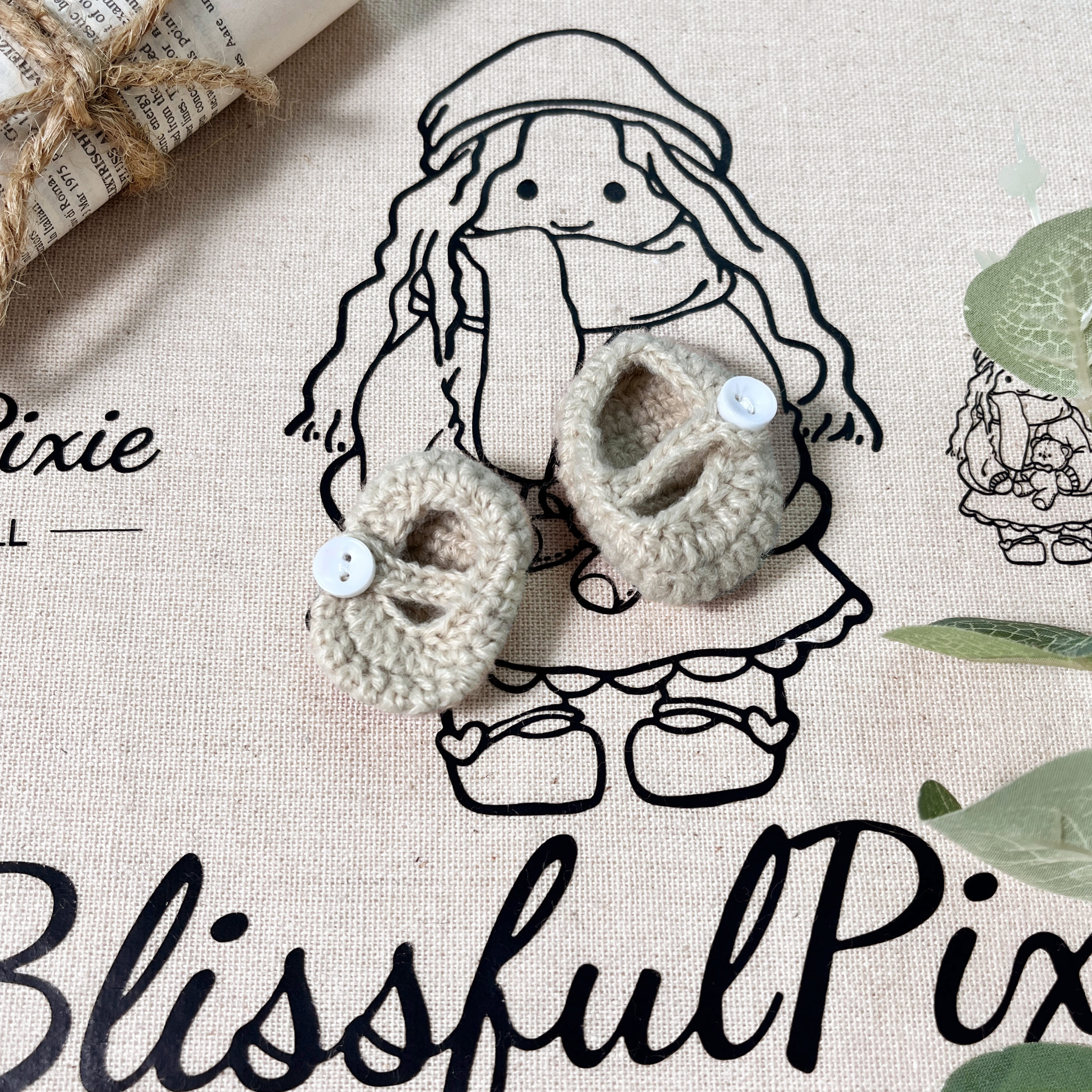 BlissfulPixie 12" Waldorf Handmade Doll Clothing Set Baby Girl Clothes Washable