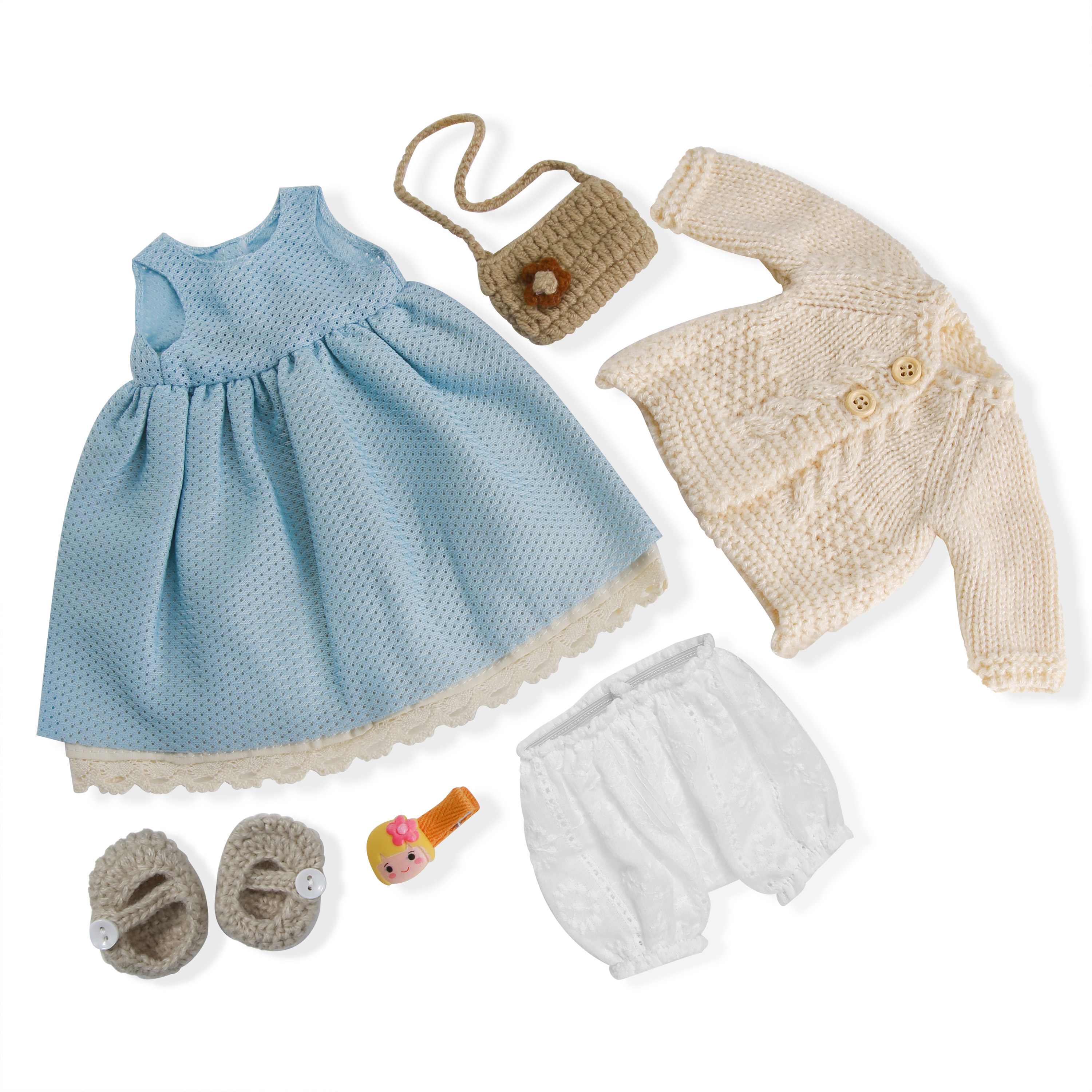 BlissfulPixie 12" Waldorf Handmade Doll Clothing Set Baby Girl Clothes Washable