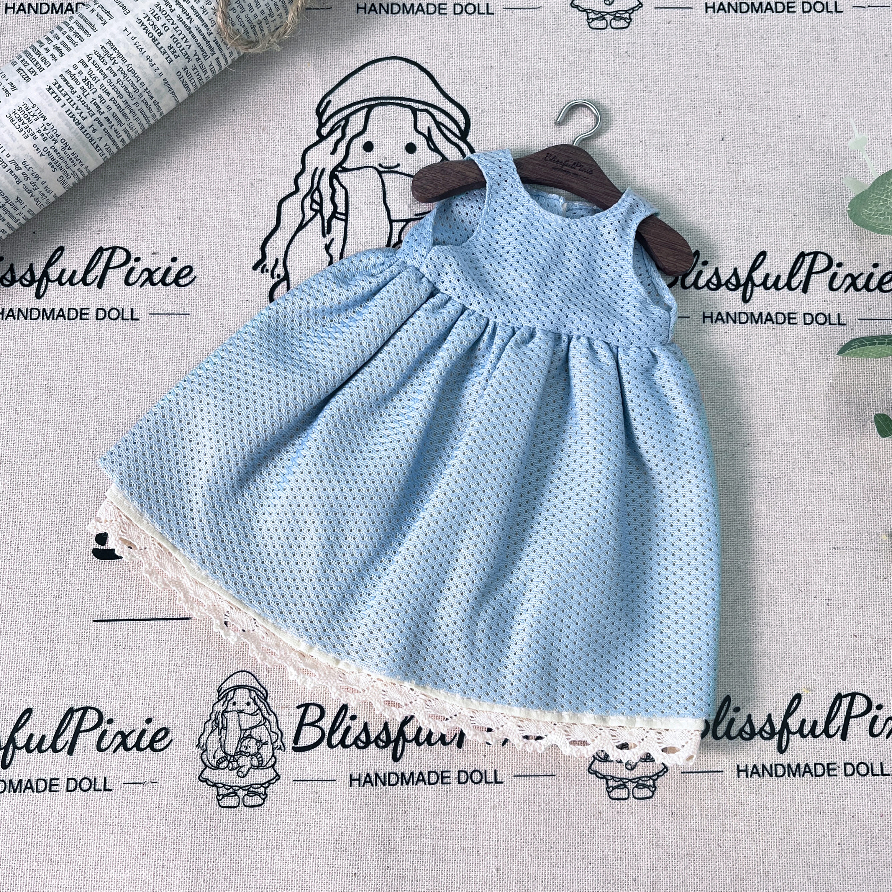 BlissfulPixie 12" Waldorf Handmade Doll Clothing Set Baby Girl Clothes Washable